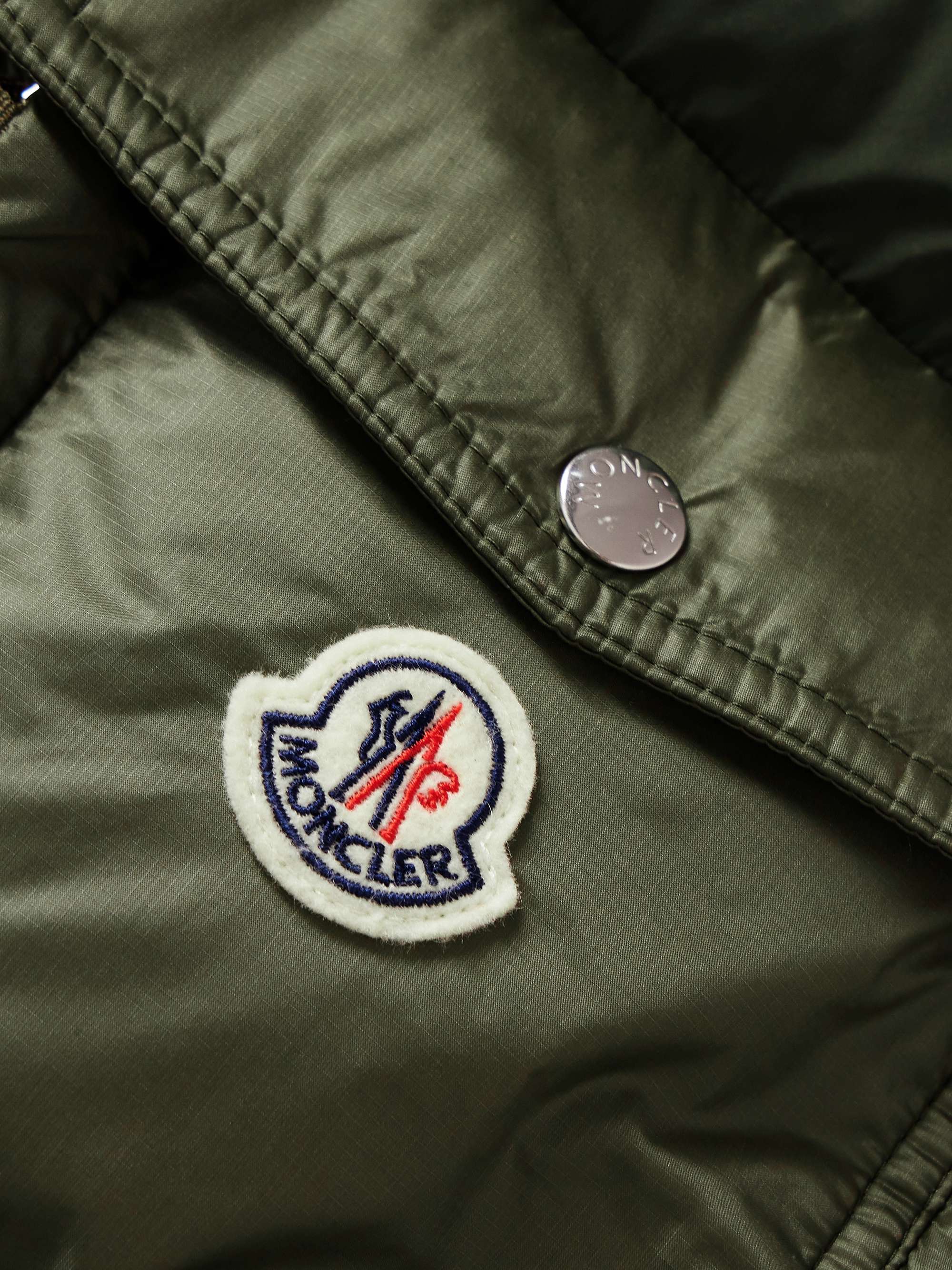 MONCLER Oust Shearling-Lined Logo-Appliquéd Ripstop Hooded Down Gilet ...