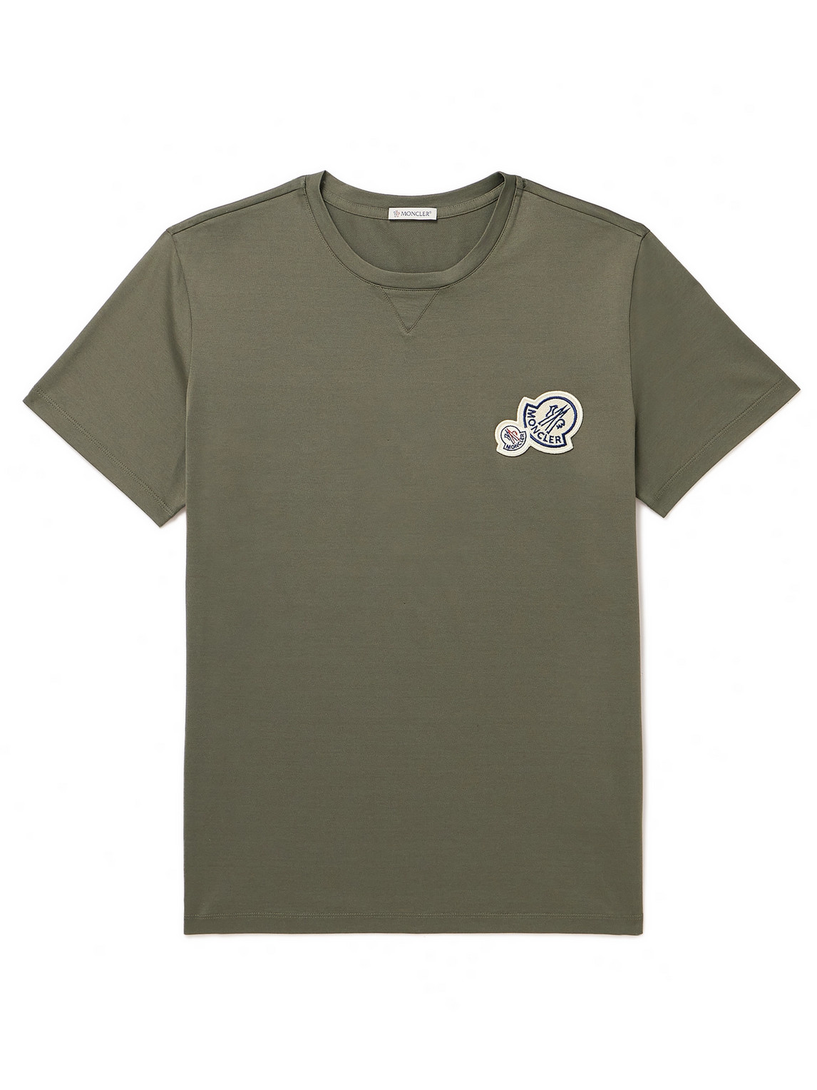 Moncler Logo-appliquéd Cotton-jersey T-shirt In Green
