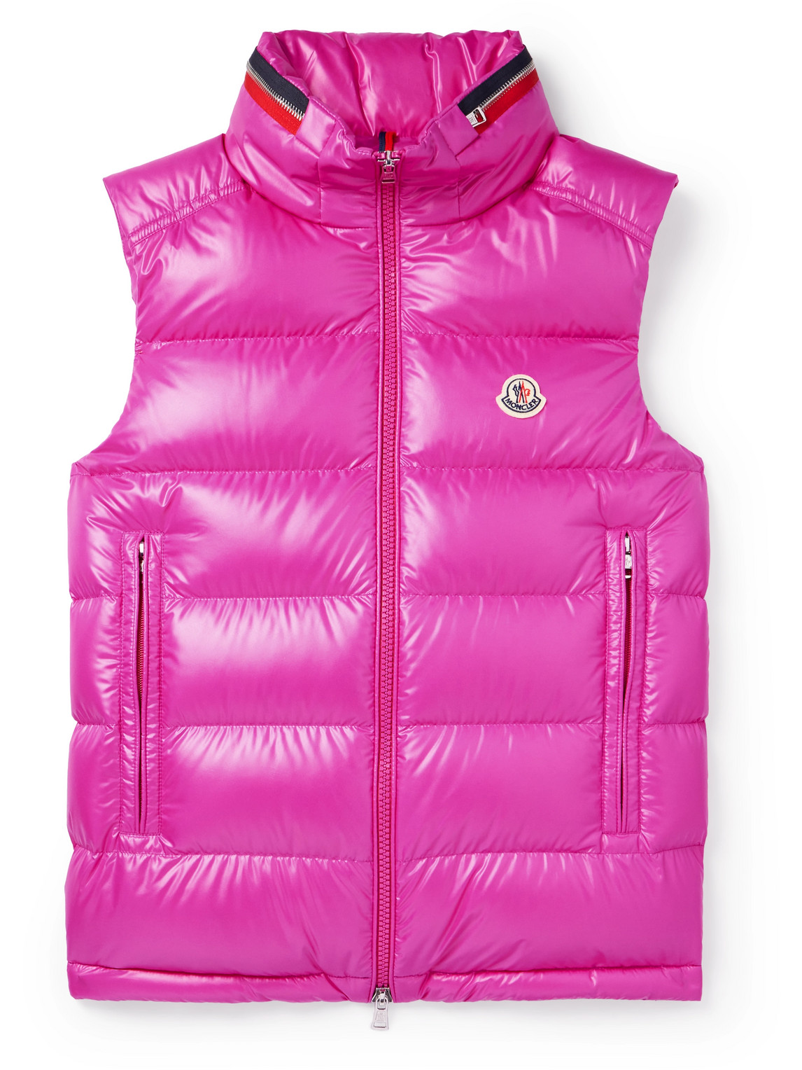 Moncler Ouse Logo-appliquéd Quilted Shell Down Gilet In Pink