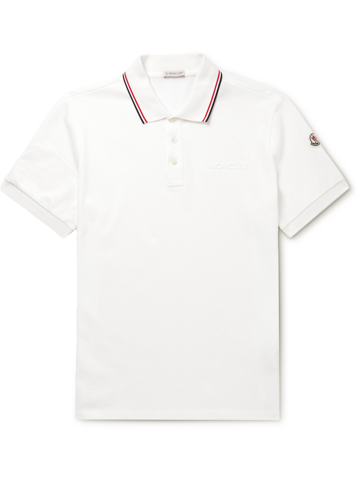 Moncler - Logo-Embossed Contrast-Tipped Cotton-Piqué Polo Shirt