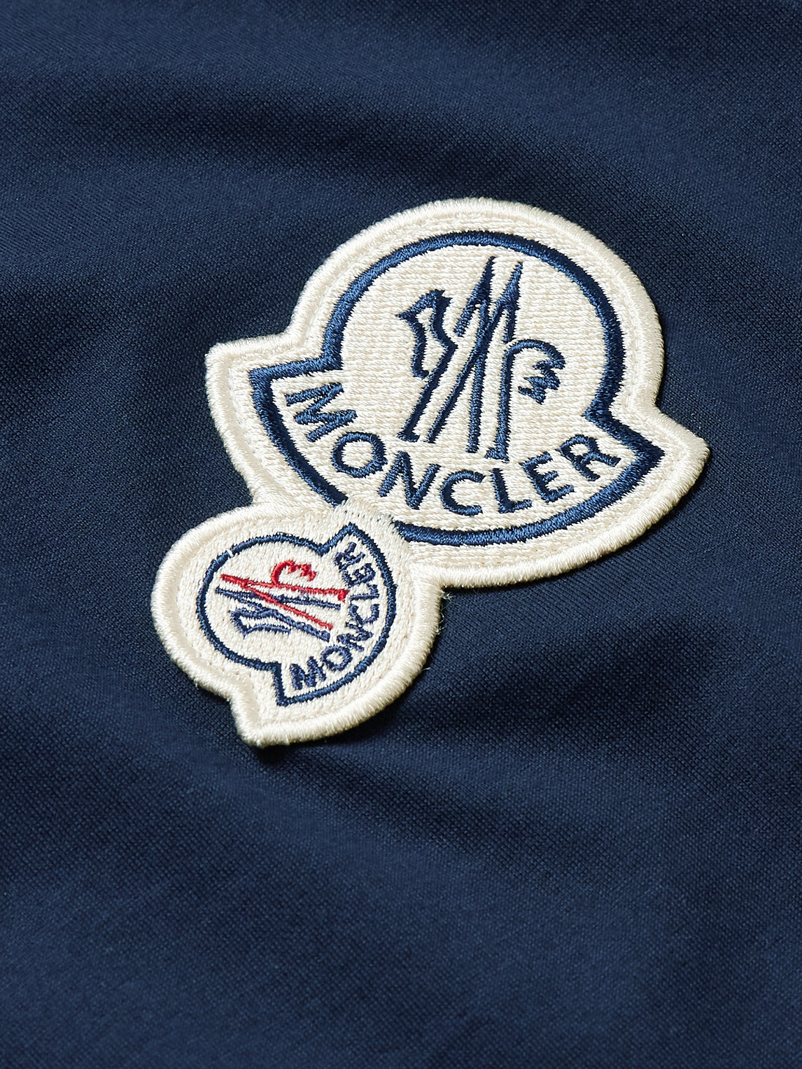 Shop Moncler Logo-appliquéd Cotton-jersey T-shirt In Blue