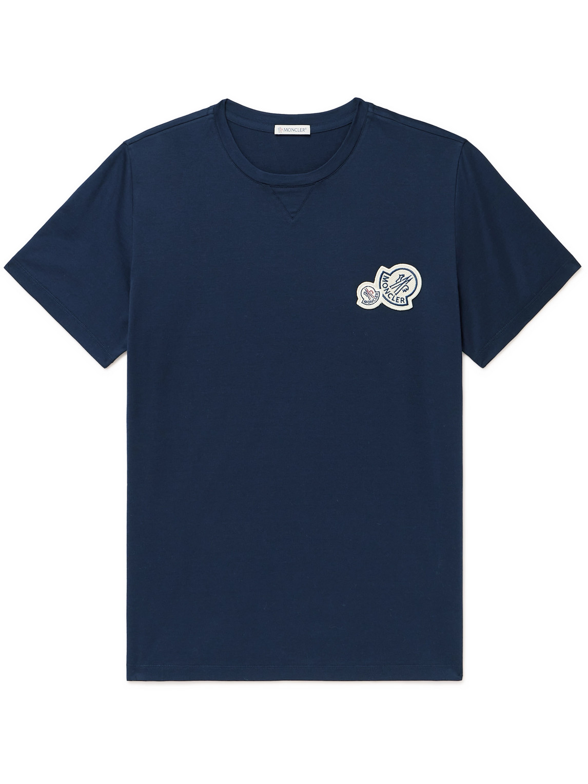 Moncler Double Logo Patch T-shirt In Blue