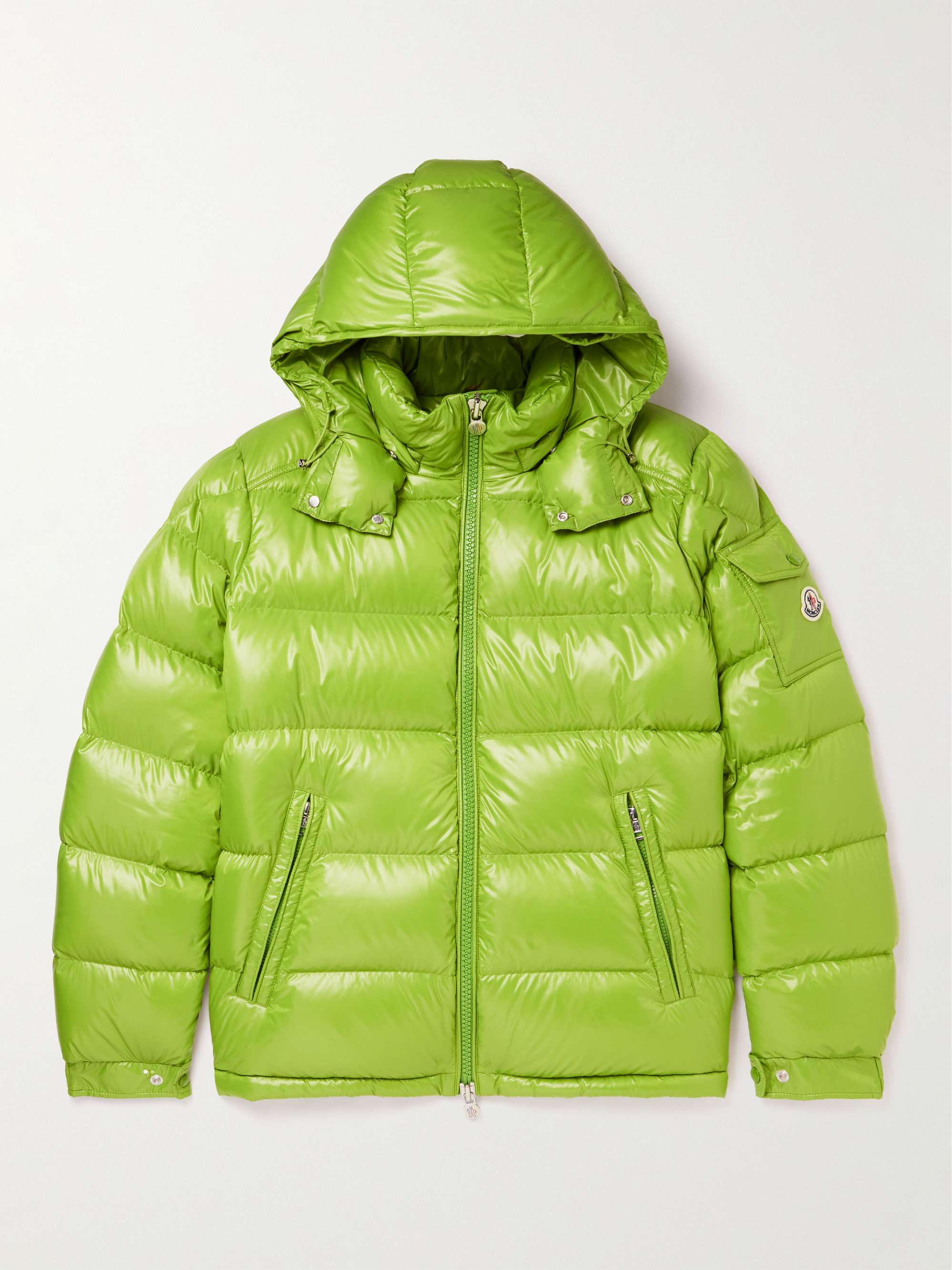 MONCLER Maya Logo-Appliquéd Quilted Glossed-Shell Hooded Down Jacket ...