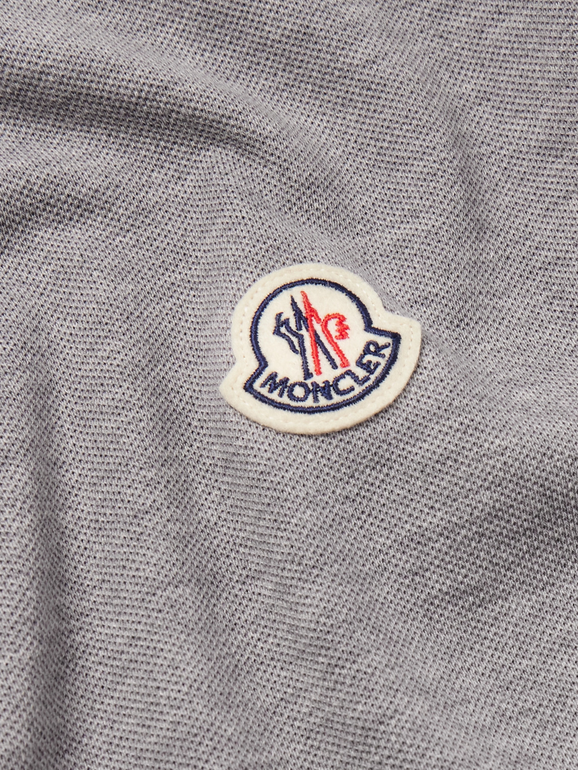 Shop Moncler Logo-appliquéd Cotton-piqué Polo Shirt In Gray