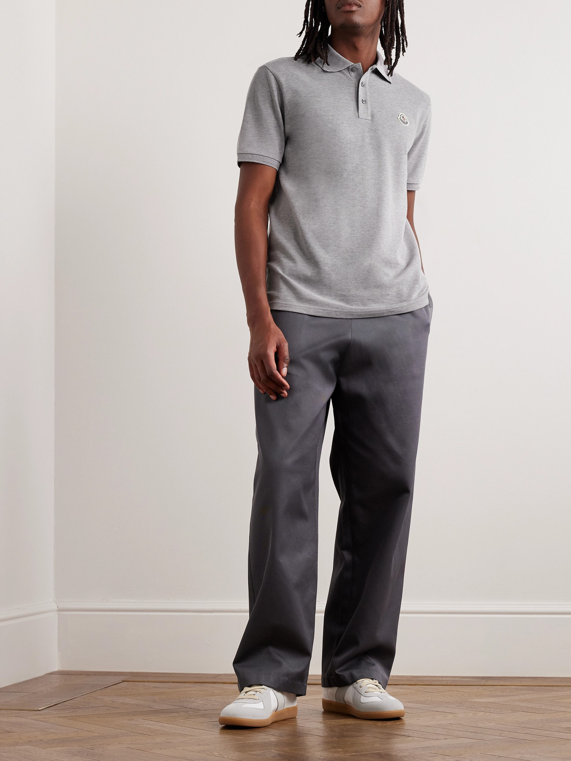 Moncler Short-sleeved Polo Shirt In Gray