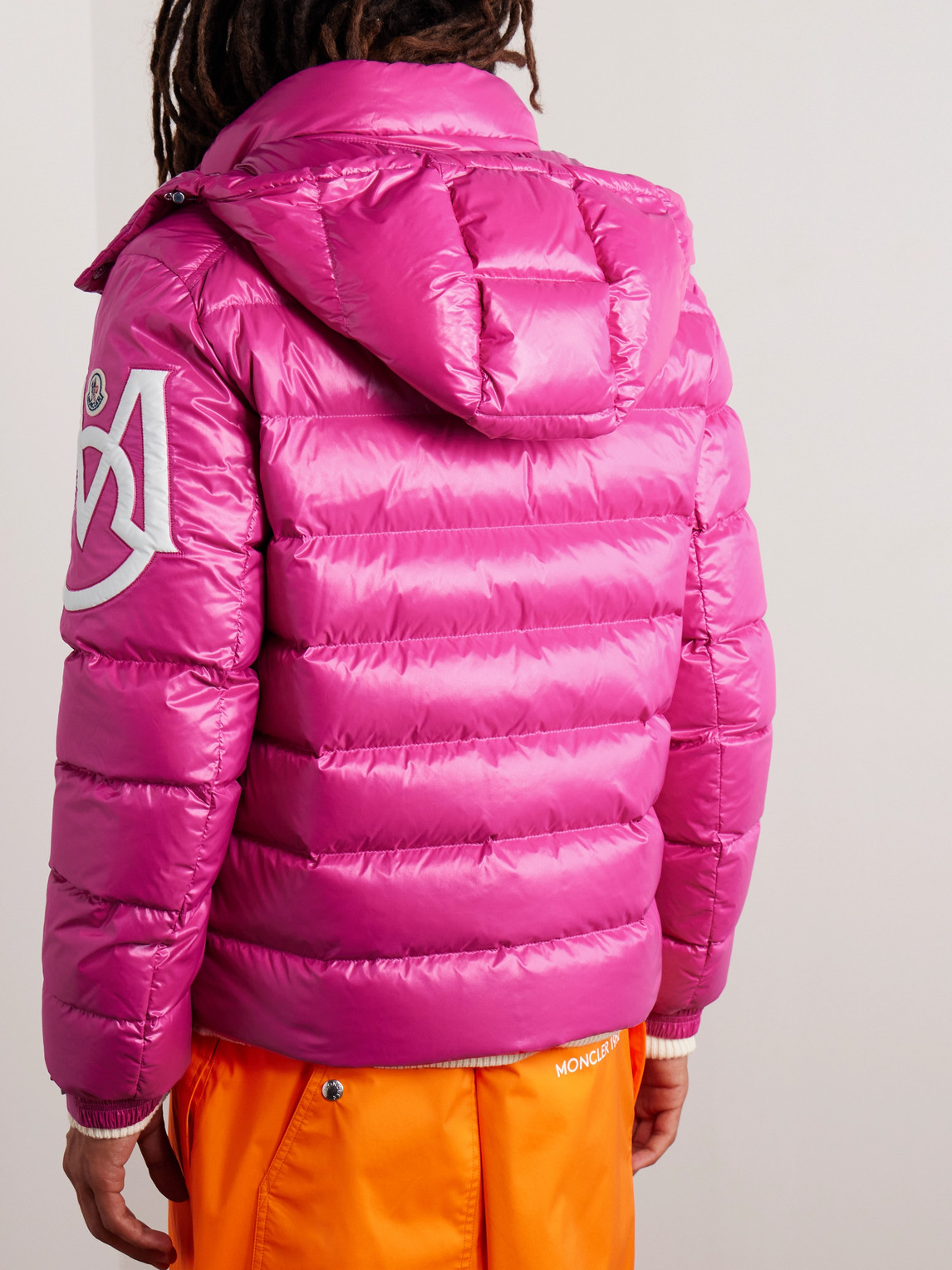 Shop Moncler Saulx Logo-appliquéd Quilted Shell Hooded Down Jacket In Pink