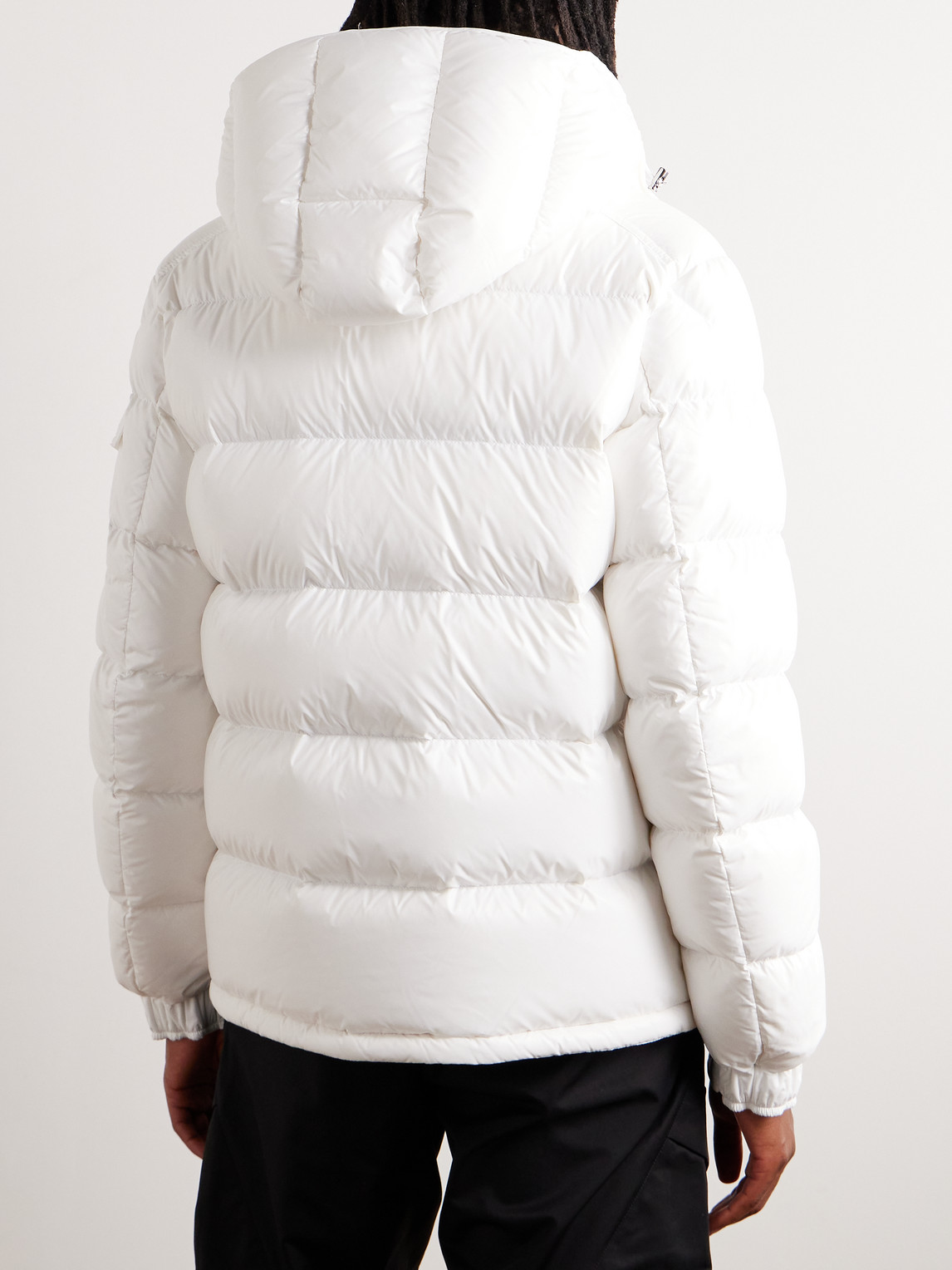 Shop Moncler Maya Logo-appliquéd Quilted Glossed-shell Hooded Down Jacket In White