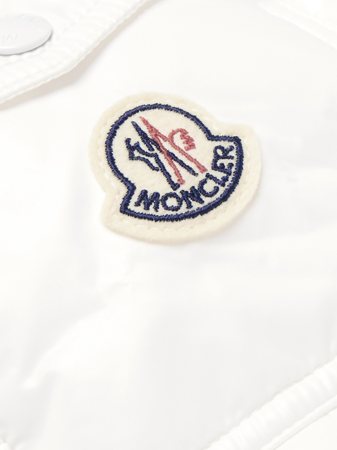 Shop Moncler Maya Logo-appliquéd Quilted Glossed-shell Hooded Down Jacket In White