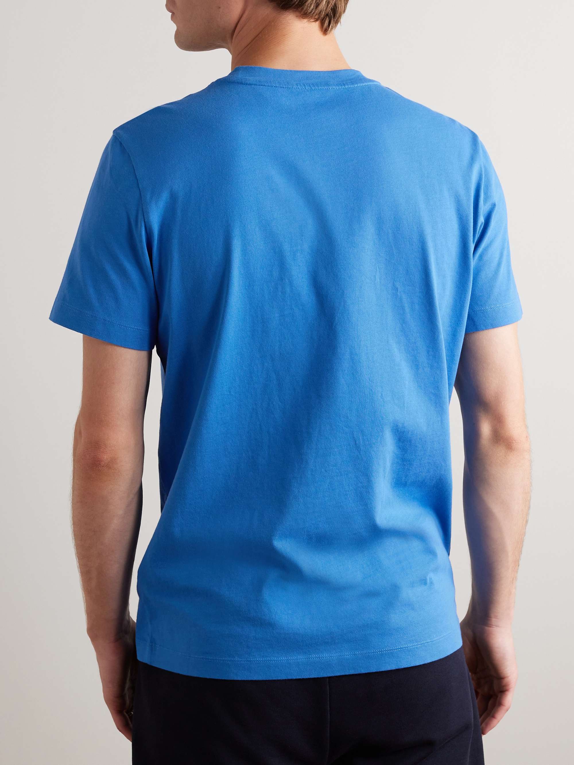 Blue Slim-Fit Logo-Flocked Cotton-Jersey T-Shirt | MONCLER
