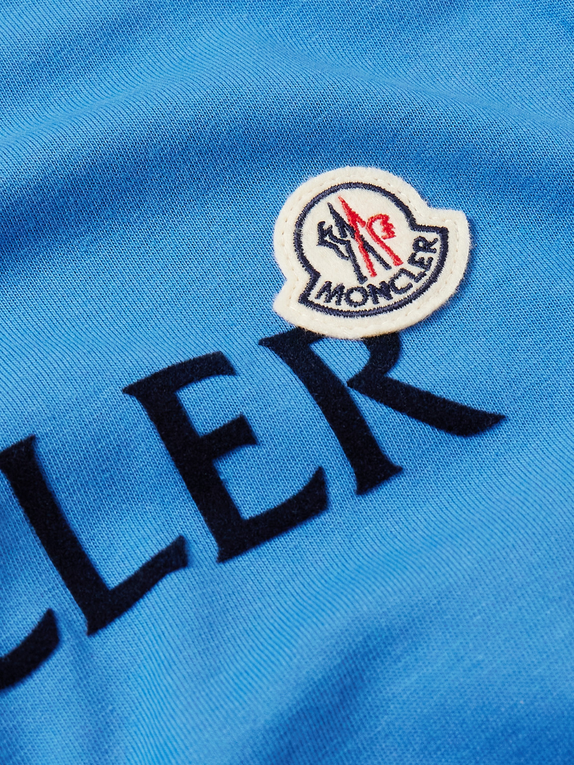 Moncler Slim-fit Logo-flocked Cotton-jersey T-shirt In Blue