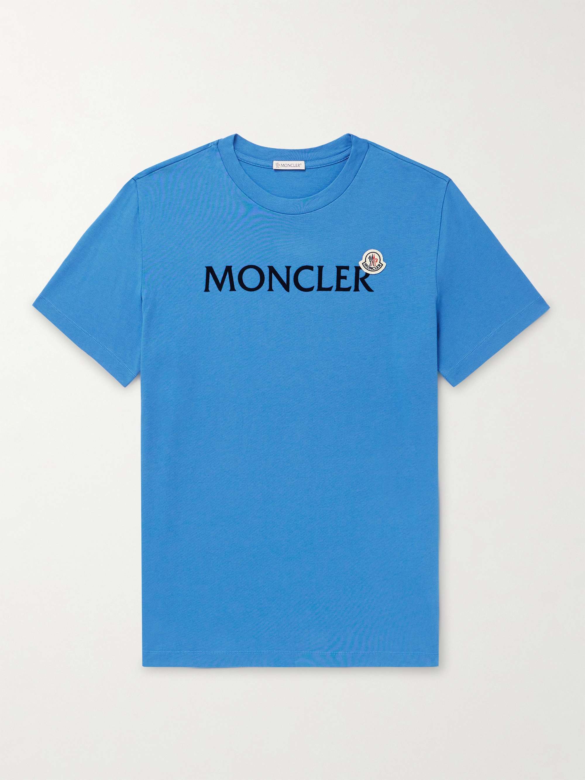 MONCLER Slim-Fit Logo-Flocked Cotton-Jersey T-Shirt for Men | MR PORTER