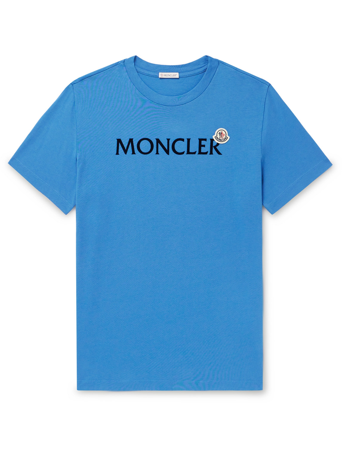 Moncler Slim-fit Logo-flocked Cotton-jersey T-shirt In Blue