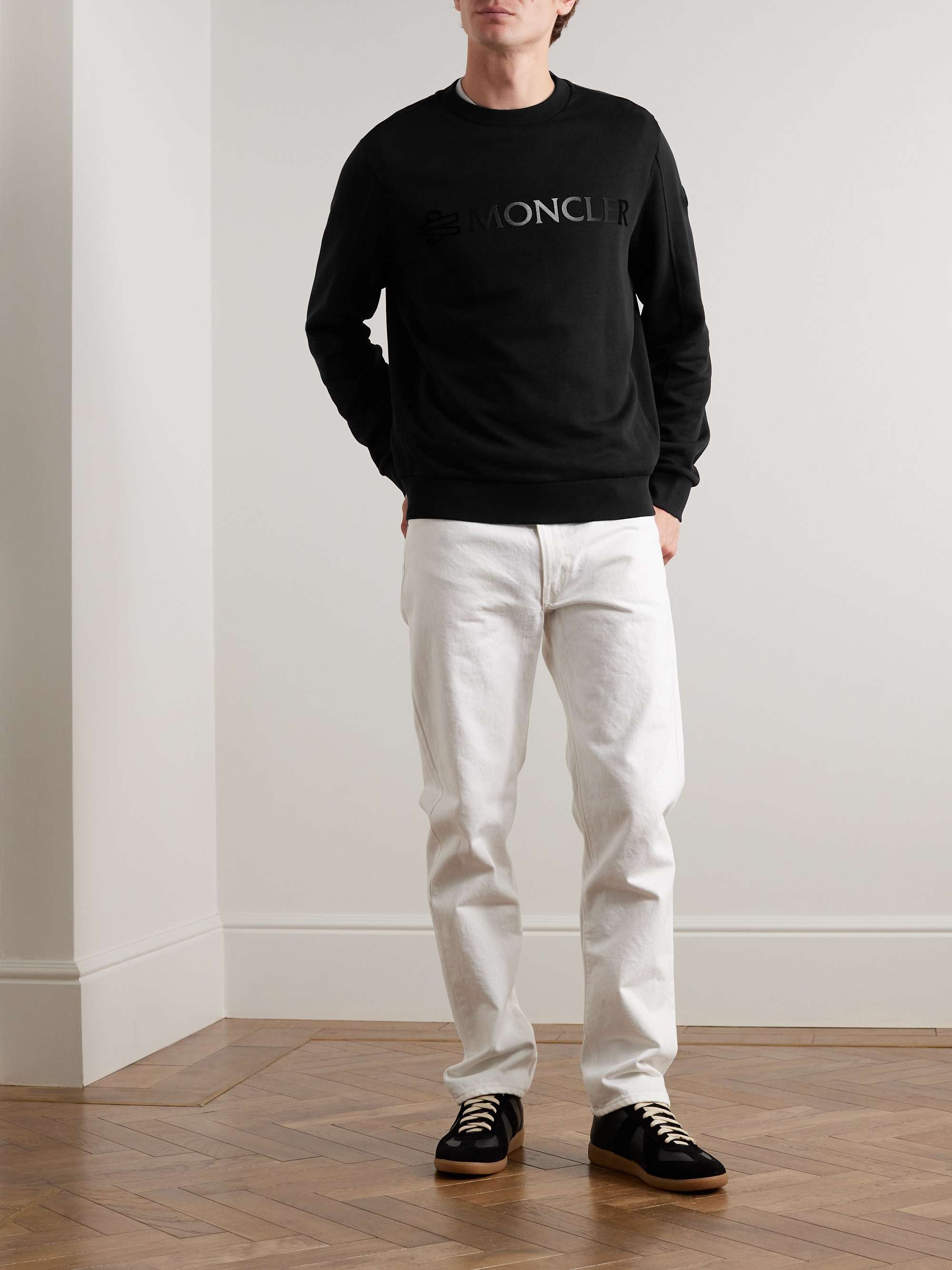 MONCLER Logo-Flocked Cotton-Jersey Sweatshirt for Men | MR PORTER