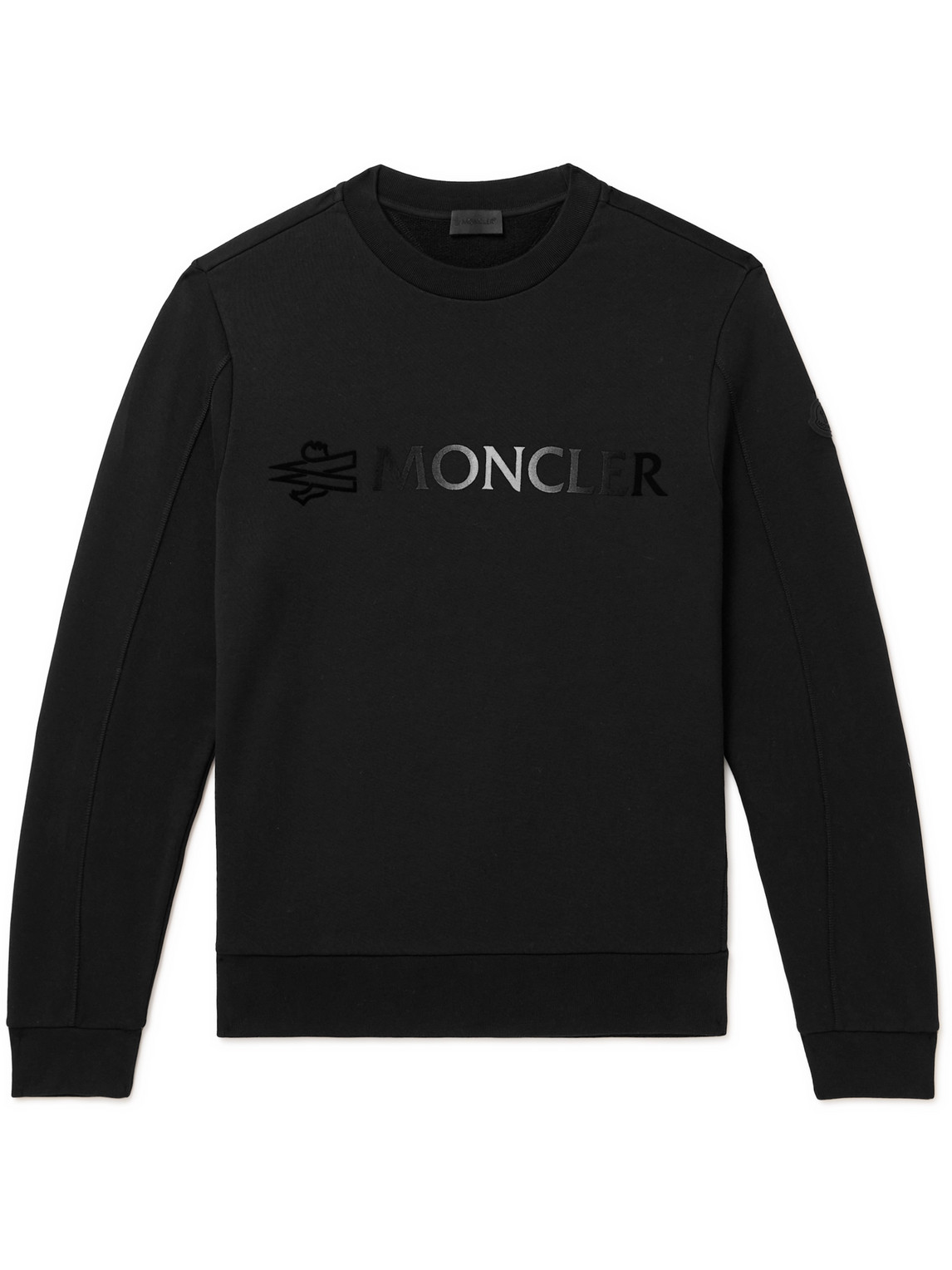 Moncler Logo-flocked Cotton-jersey Sweatshirt In Black