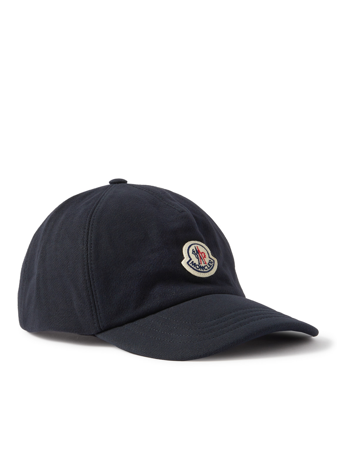 Moncler Logo-appliquéd Brushed Cotton-jersey Baseball Cap In Blue