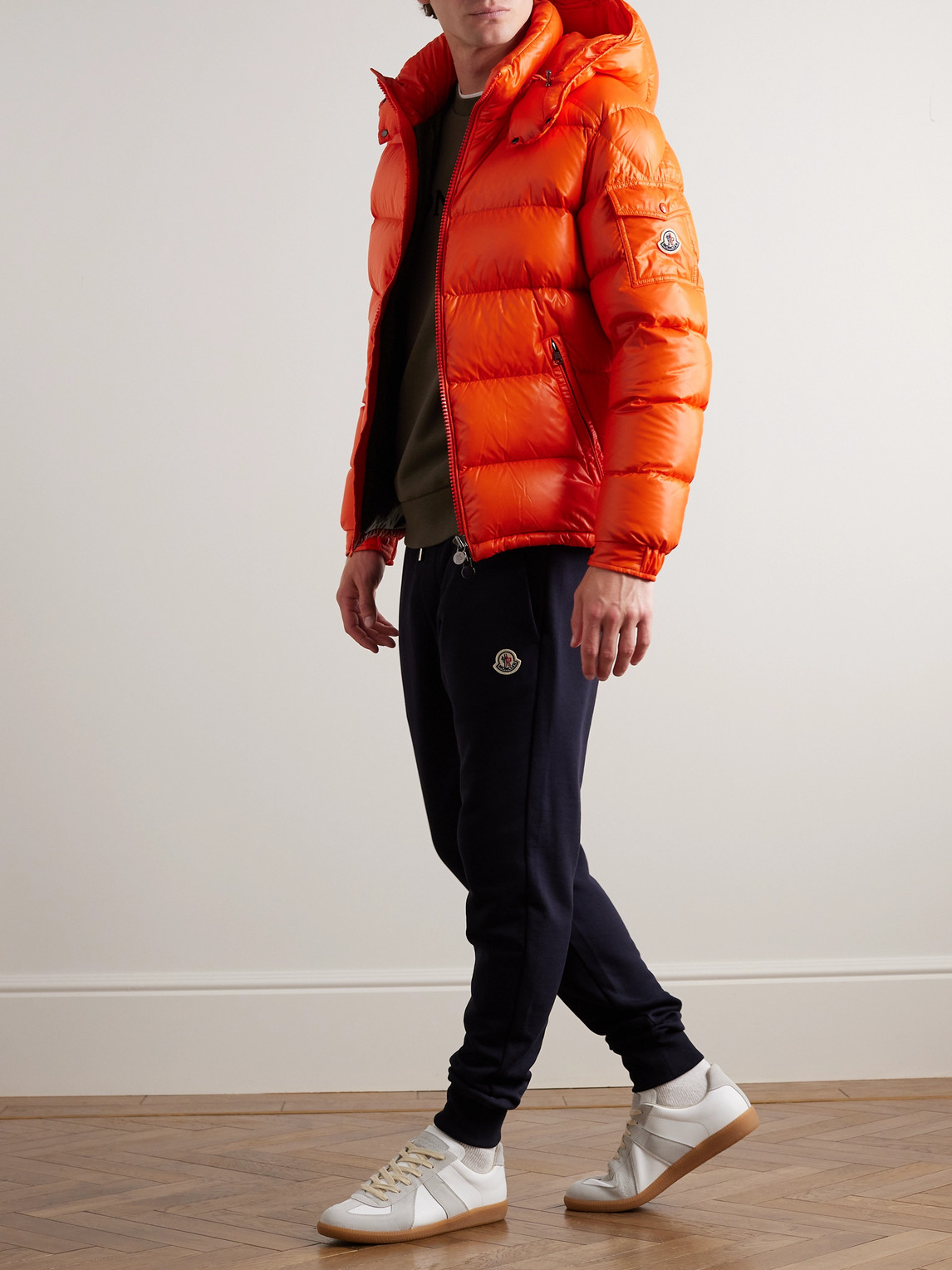 Shop Moncler Maya Logo-appliquéd Quilted Shell Hooded Down Jacket In Orange