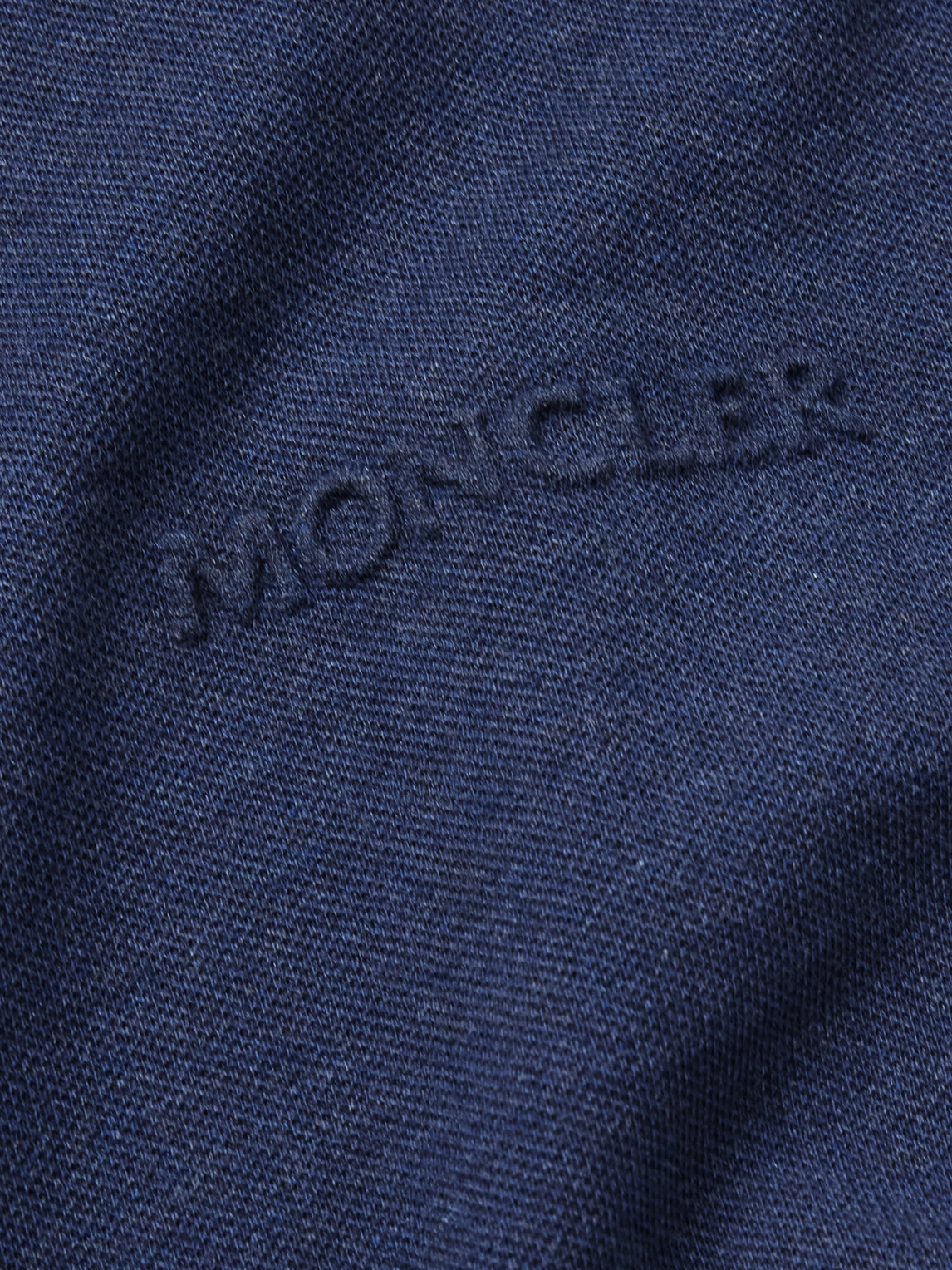 Moncler Logo-embossed Contrast-tipped Cotton-piqué Polo Shirt In Blue