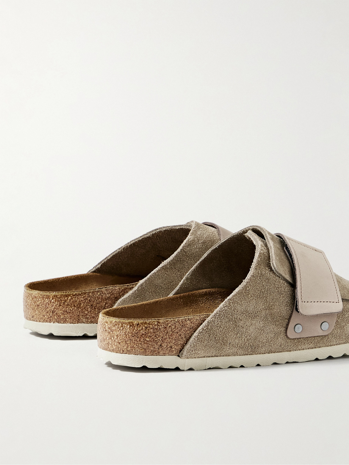Shop Birkenstock Kyoto Nubuck-trimmed Suede Sandals In Neutrals