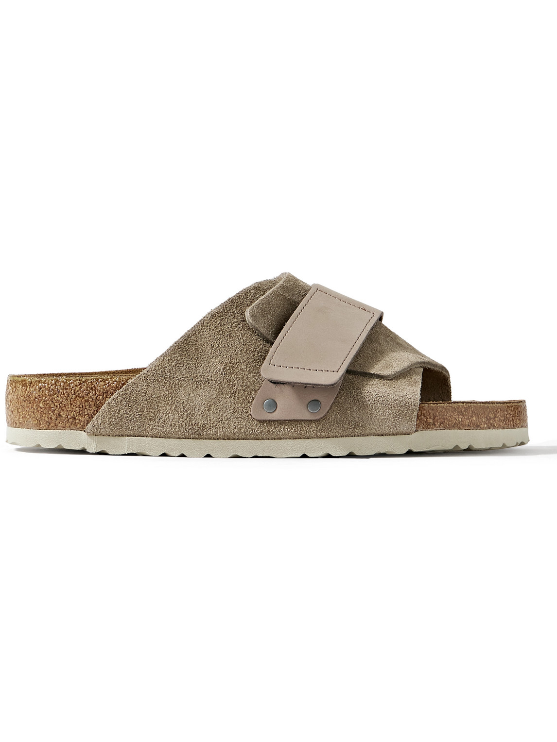 Shop Birkenstock Kyoto Nubuck-trimmed Suede Sandals In Neutrals