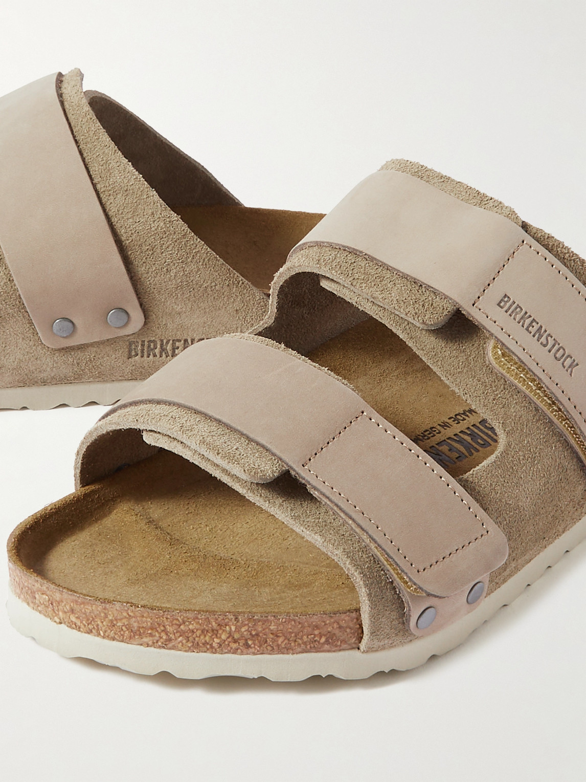 Shop Birkenstock Uji Nubuck-trimmed Suede Sandals In Neutrals
