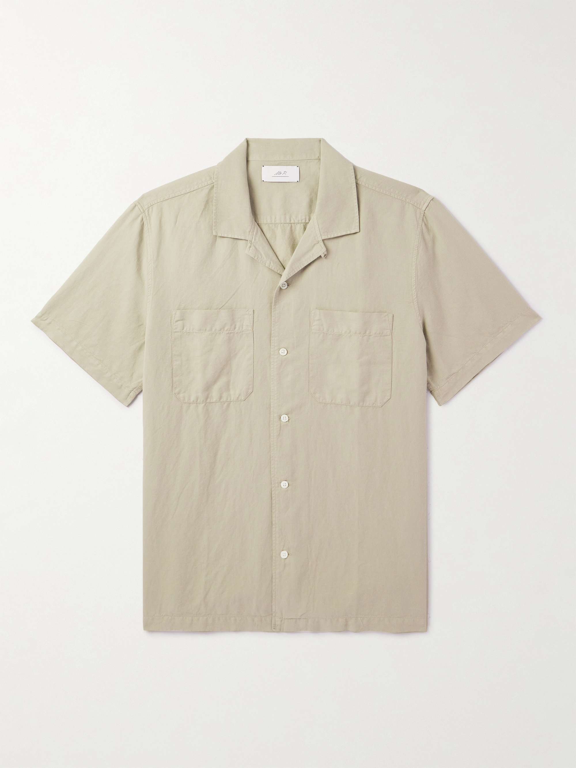 MR P. Michael Convertible-Collar Garment-Dyed Cotton and Linen-Blend ...