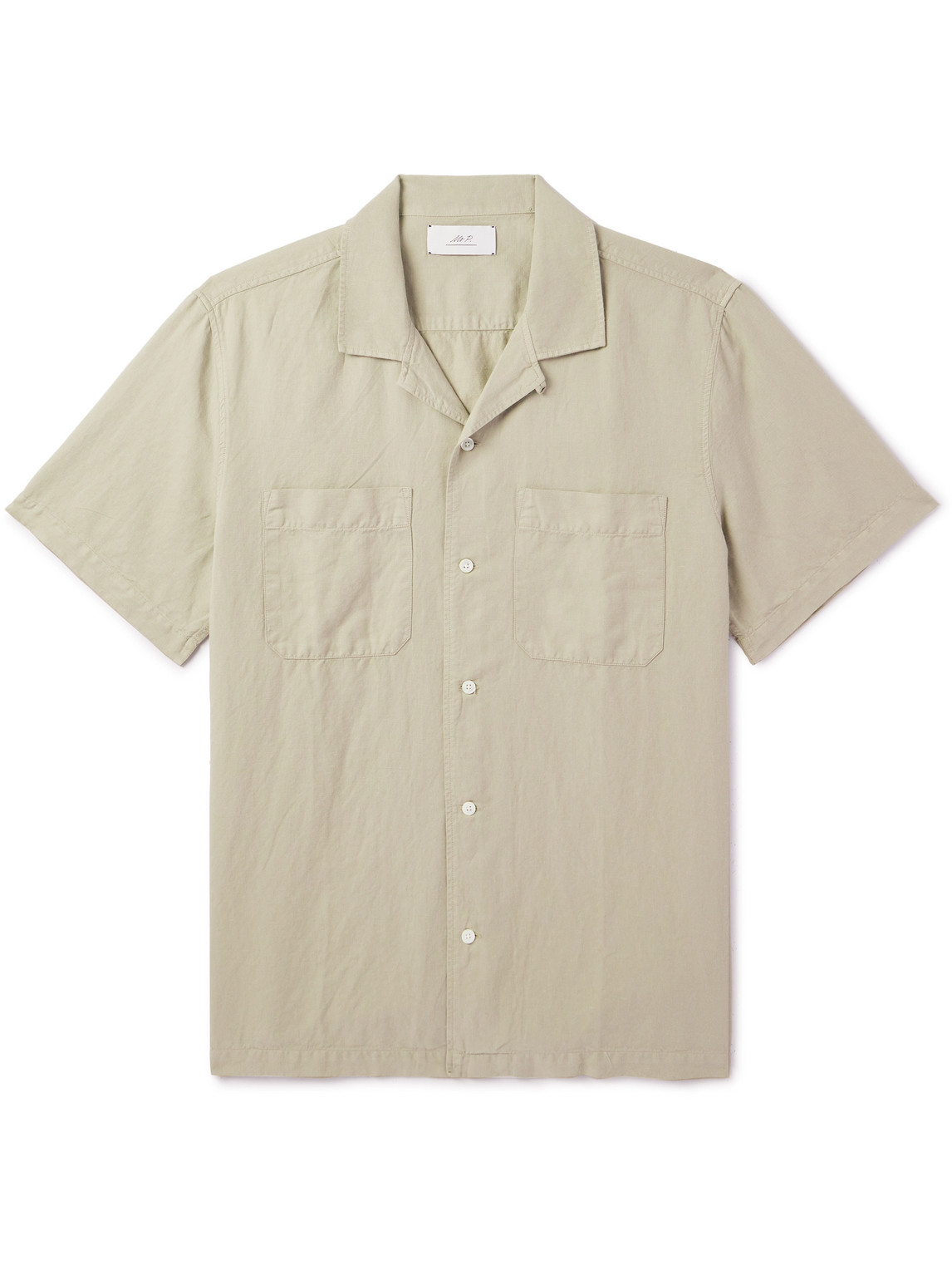 Michael Convertible-Collar Garment-Dyed Cotton and Linen-Blend Twill Shirt