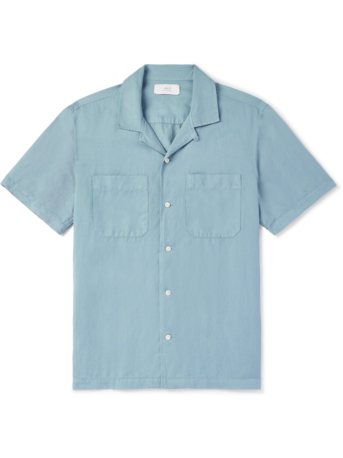 Michael Convertible-Collar Garment-Dyed Cotton and Linen-Blend Twill Shirt