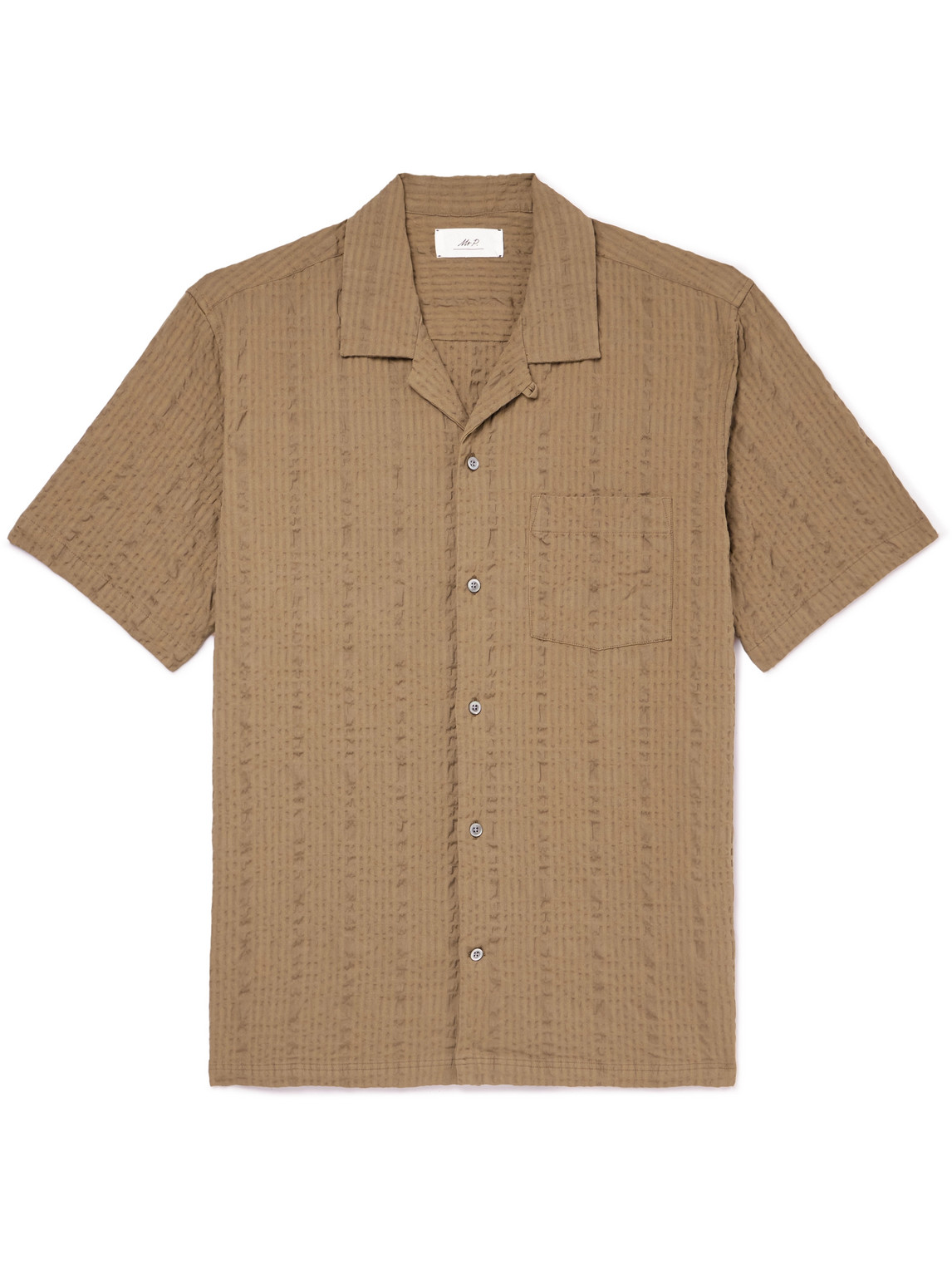 Convertible-Collar Cotton-Seersucker Shirt