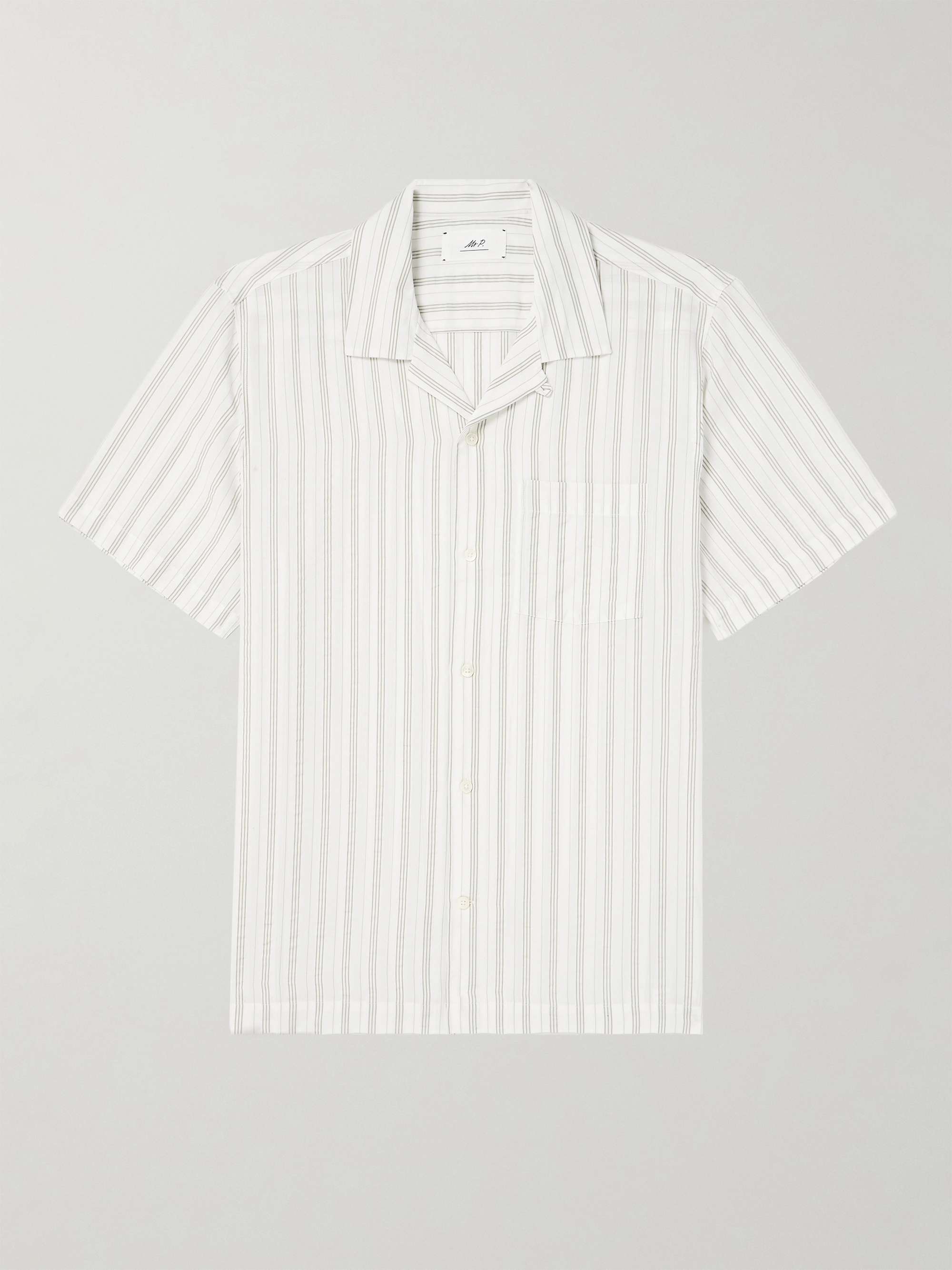 MR P. Michael Convertible-Collar Striped TENCEL™ Lyocell Shirt for Men ...