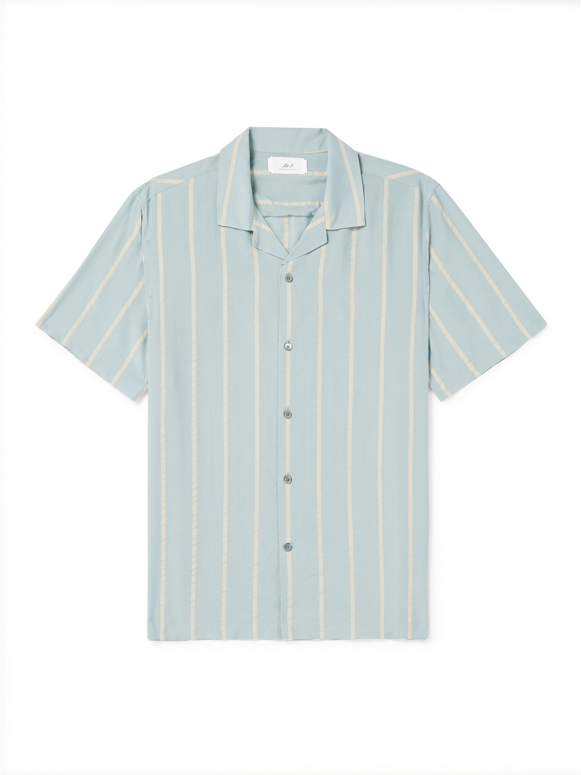 Michael Camp-Collar Striped Lyocell Shirt