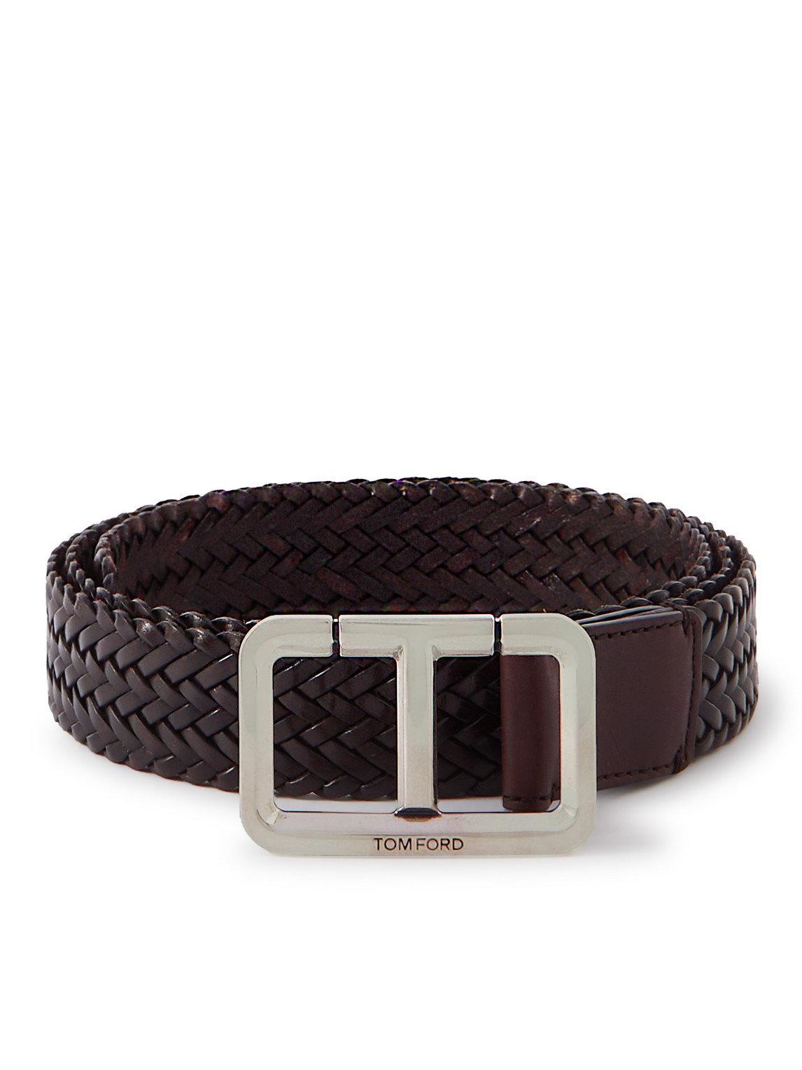 Tom Ford 3cm Woven Leather Belt In Brown