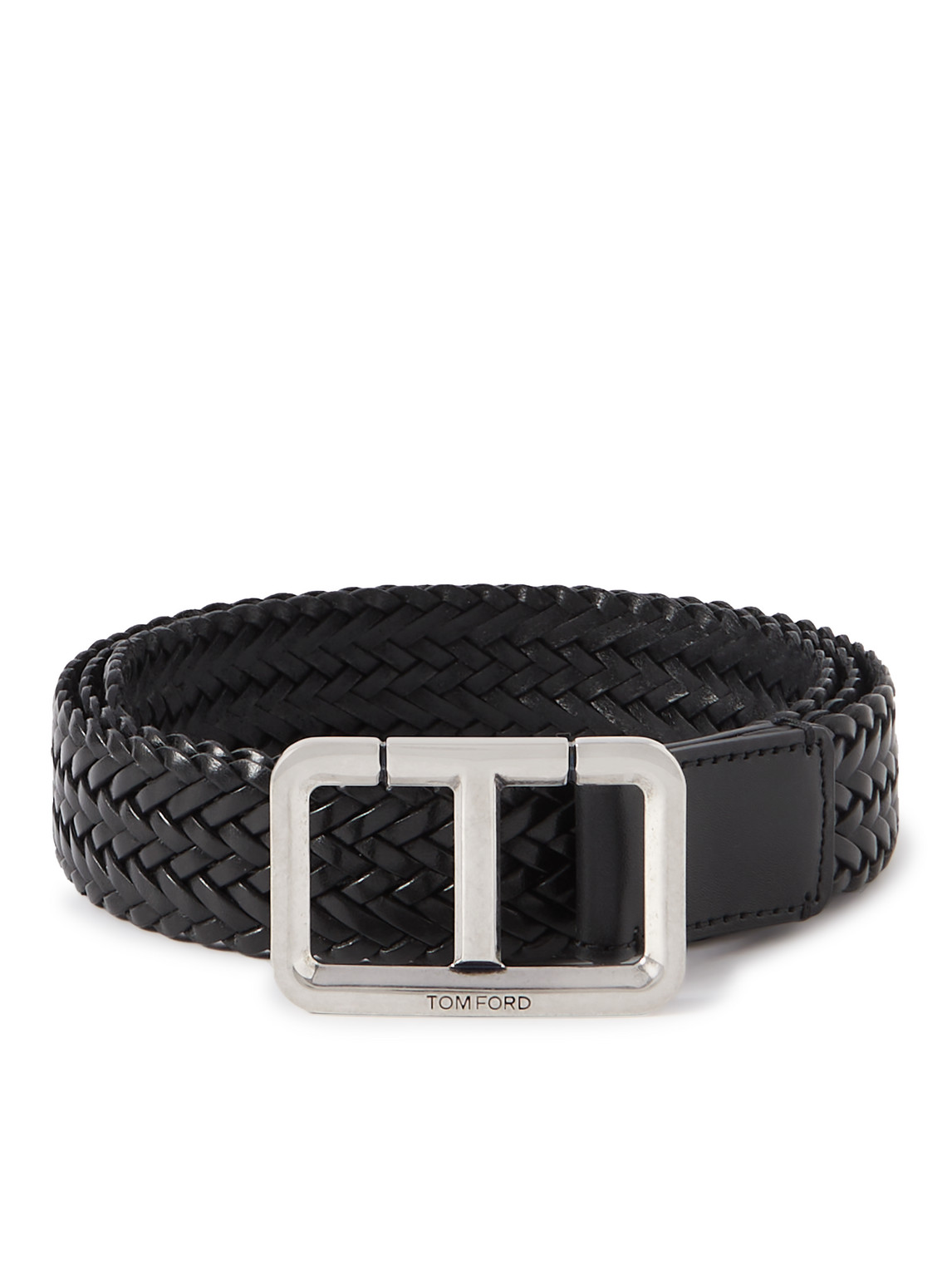 Tom Ford 3cm Woven Leather Belt In Black