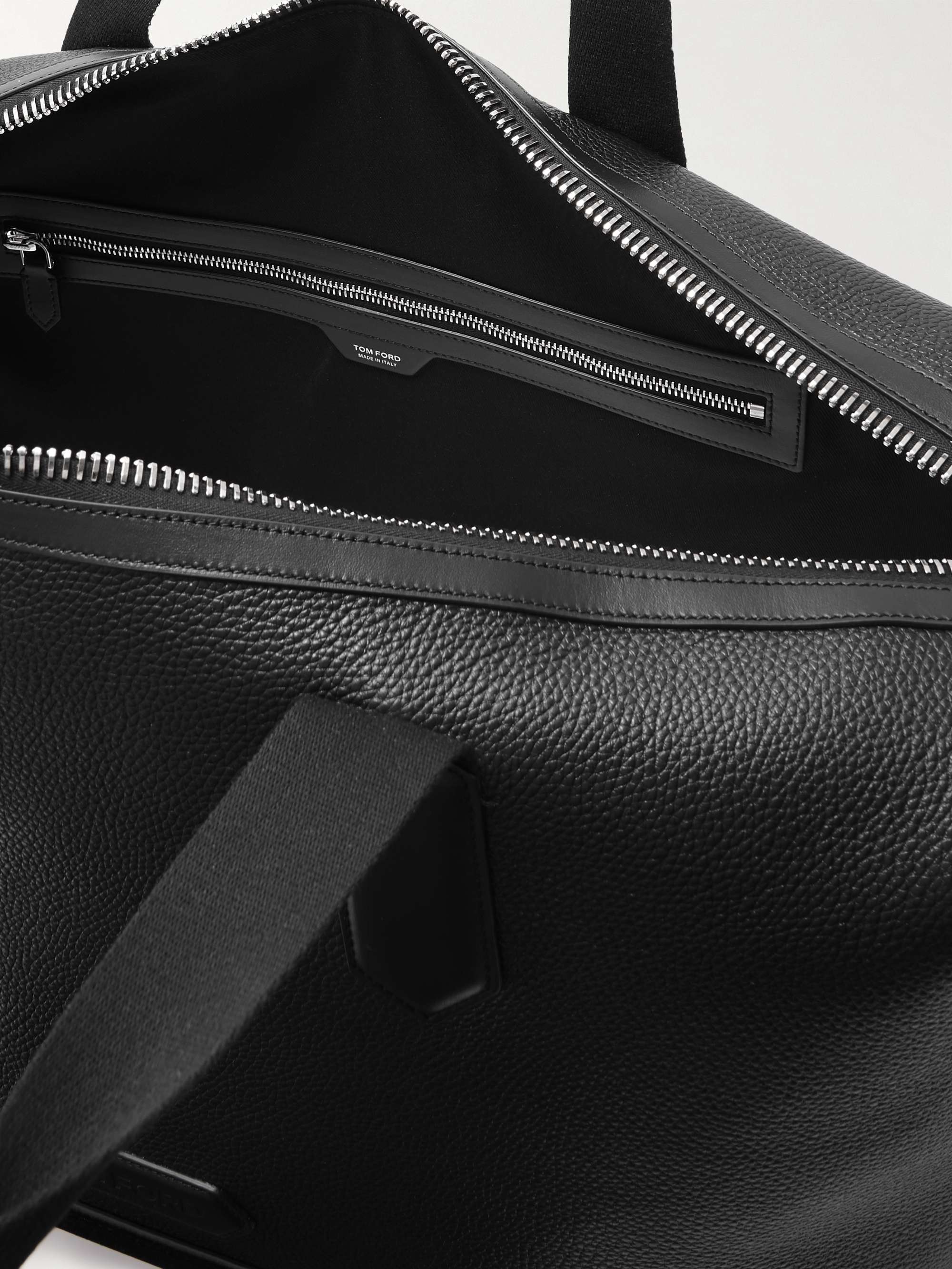 TOM FORD Suede-Trimmed Full-Grain Leather Weekend Bag for Men | MR PORTER