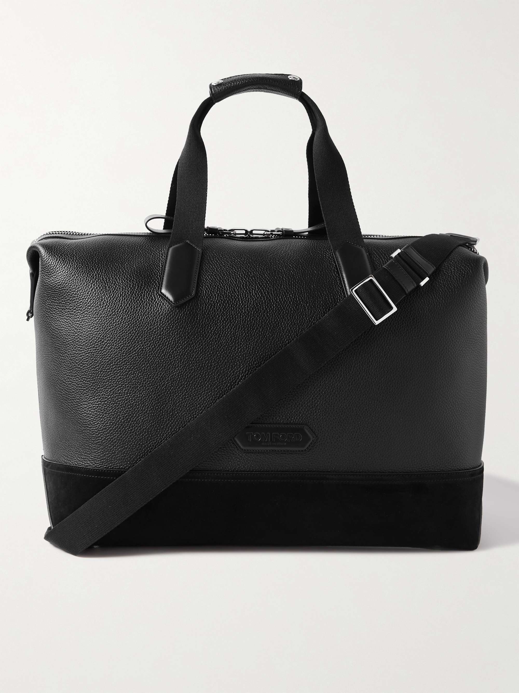 TOM FORD Suede-Trimmed Full-Grain Leather Weekend Bag for Men | MR PORTER