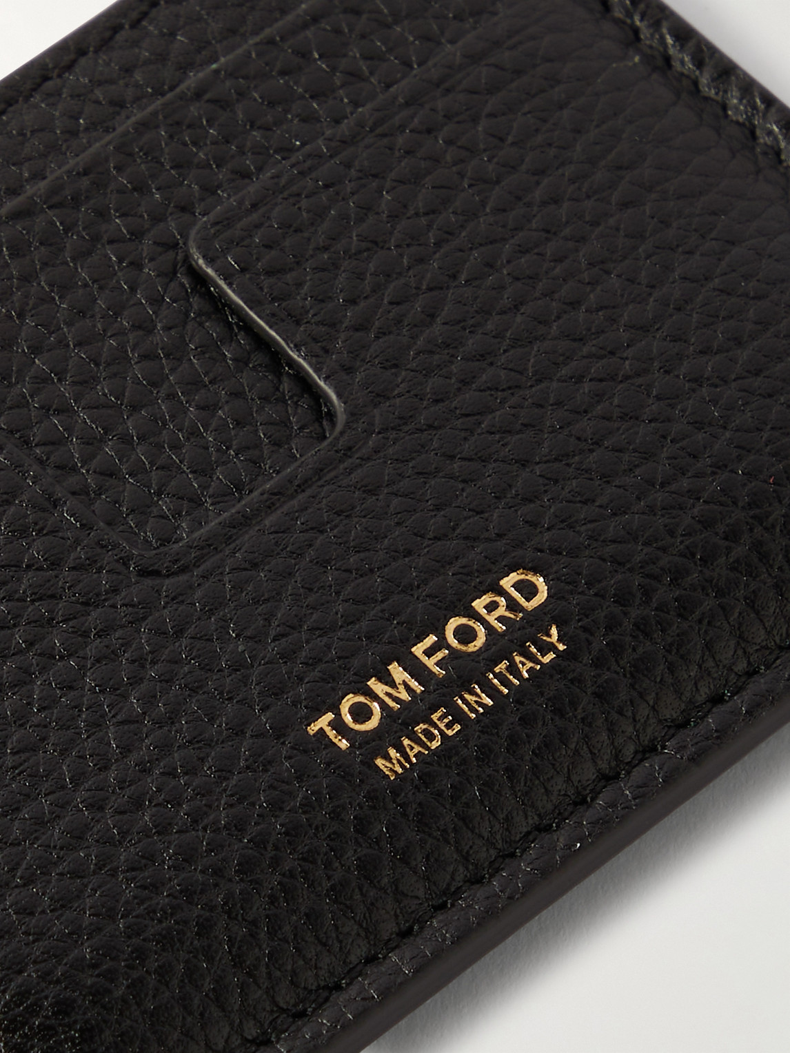 Shop Tom Ford Colour-block Full-grain Leather Cardholder In Black