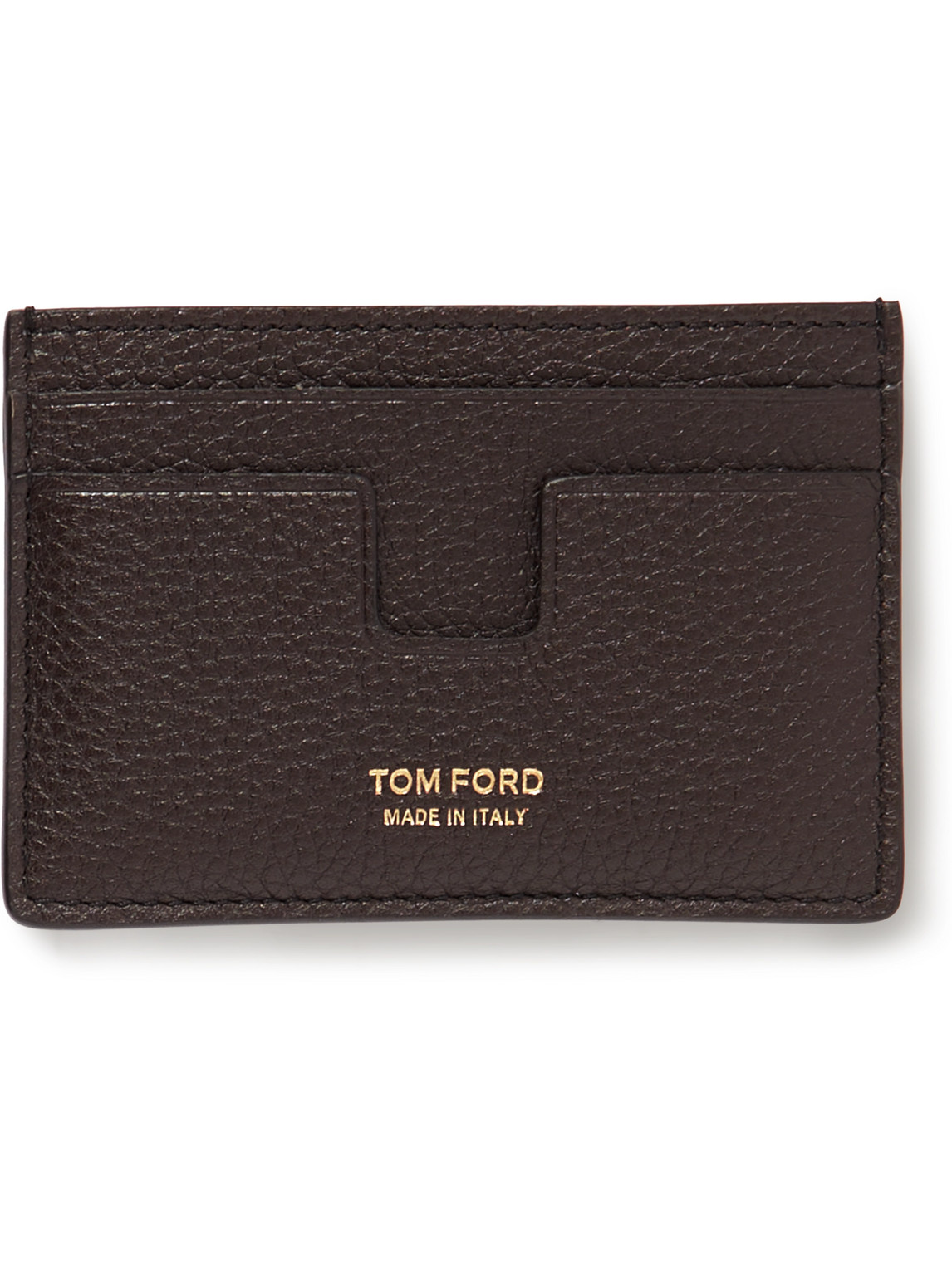 Tom Ford Colour-block Full-grain Leather Cardholder In Brown