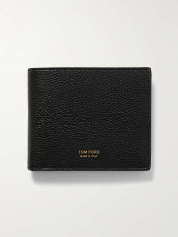 SAINT LAURENT, Logo-Print Pebble-Grain Leather Billfold Wallet, Men, Neutrals