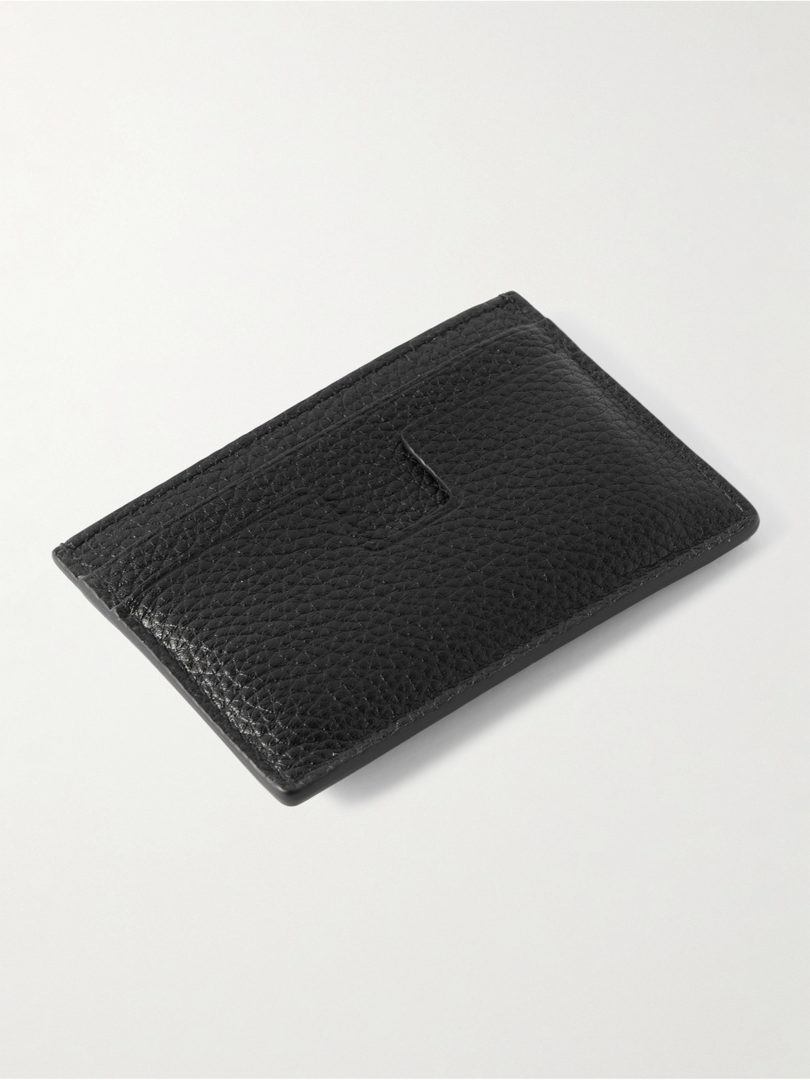 Shop Tom Ford Full-grain Leather Cardholder In Black