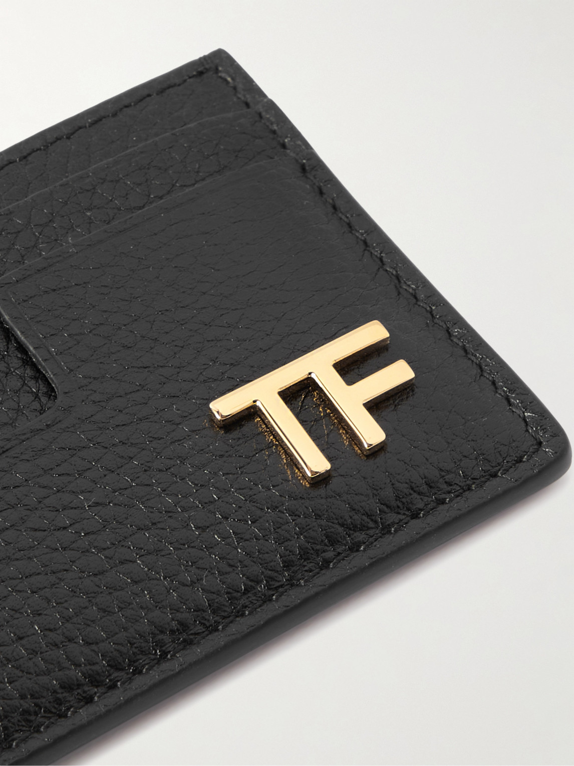 Shop Tom Ford Full-grain Leather Cardholder In Black