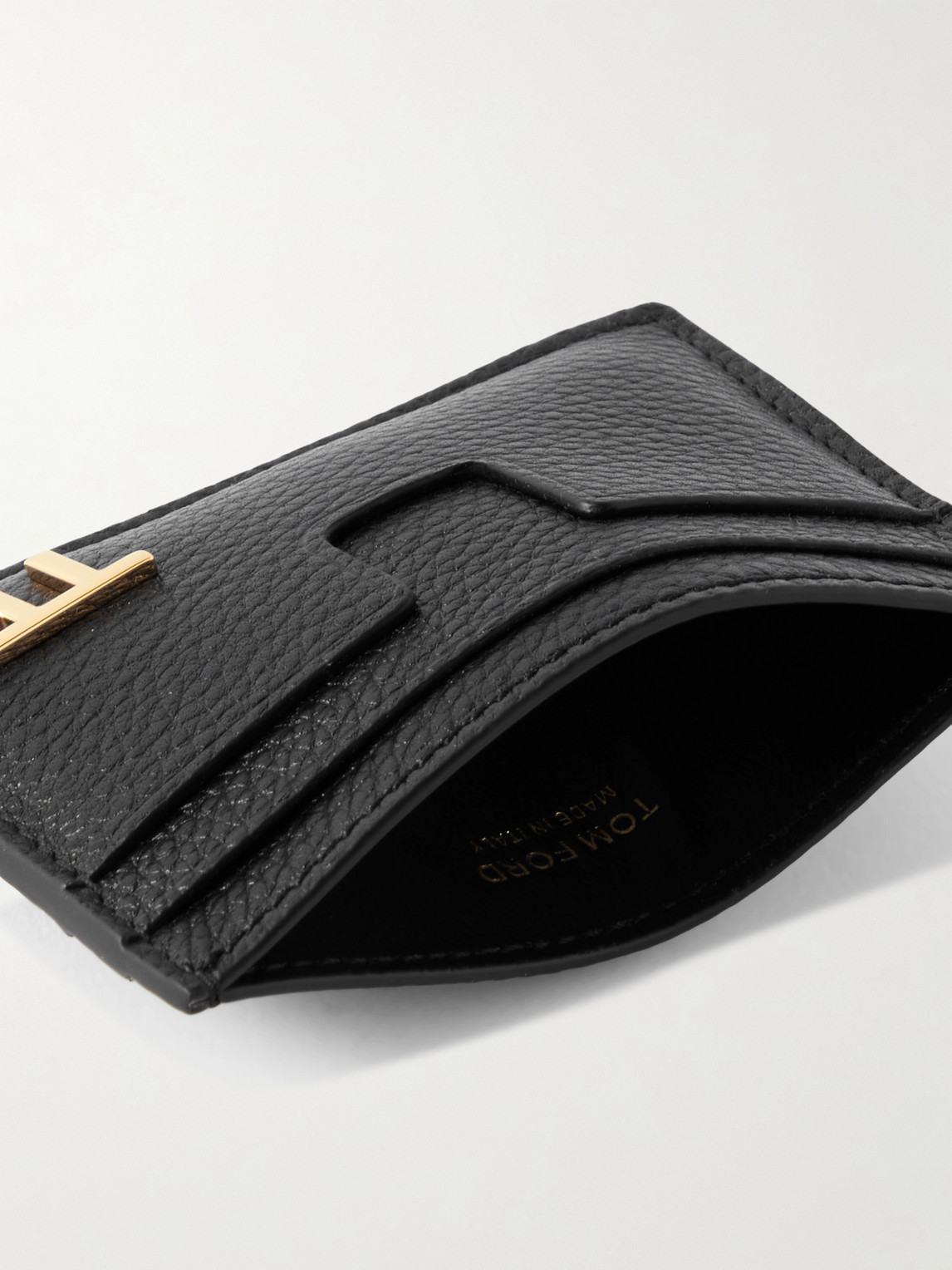 Shop Tom Ford Full-grain Leather Cardholder In Black