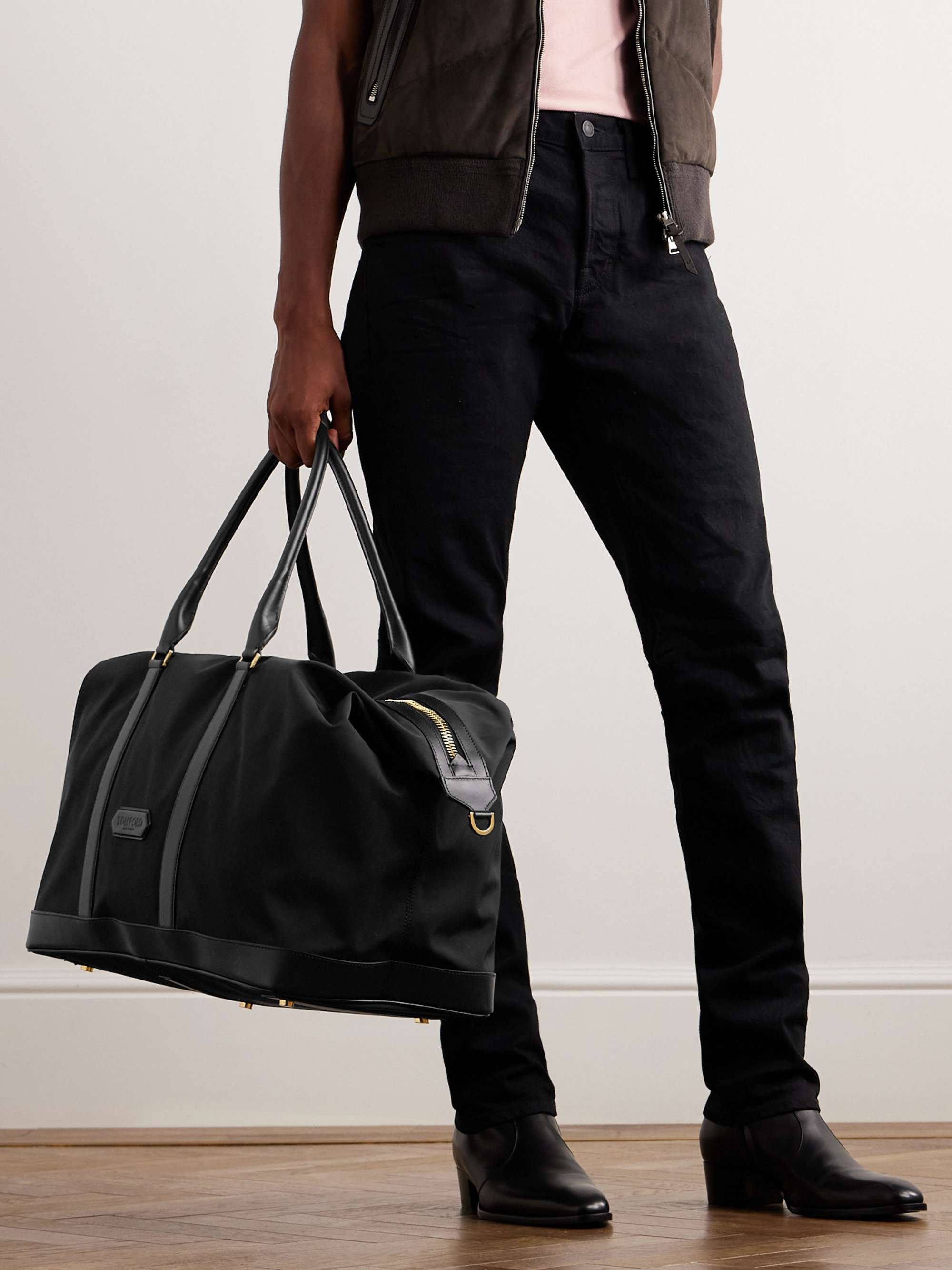 TOM FORD Leather-Trimmed Recycled-Nylon Weekend Bag