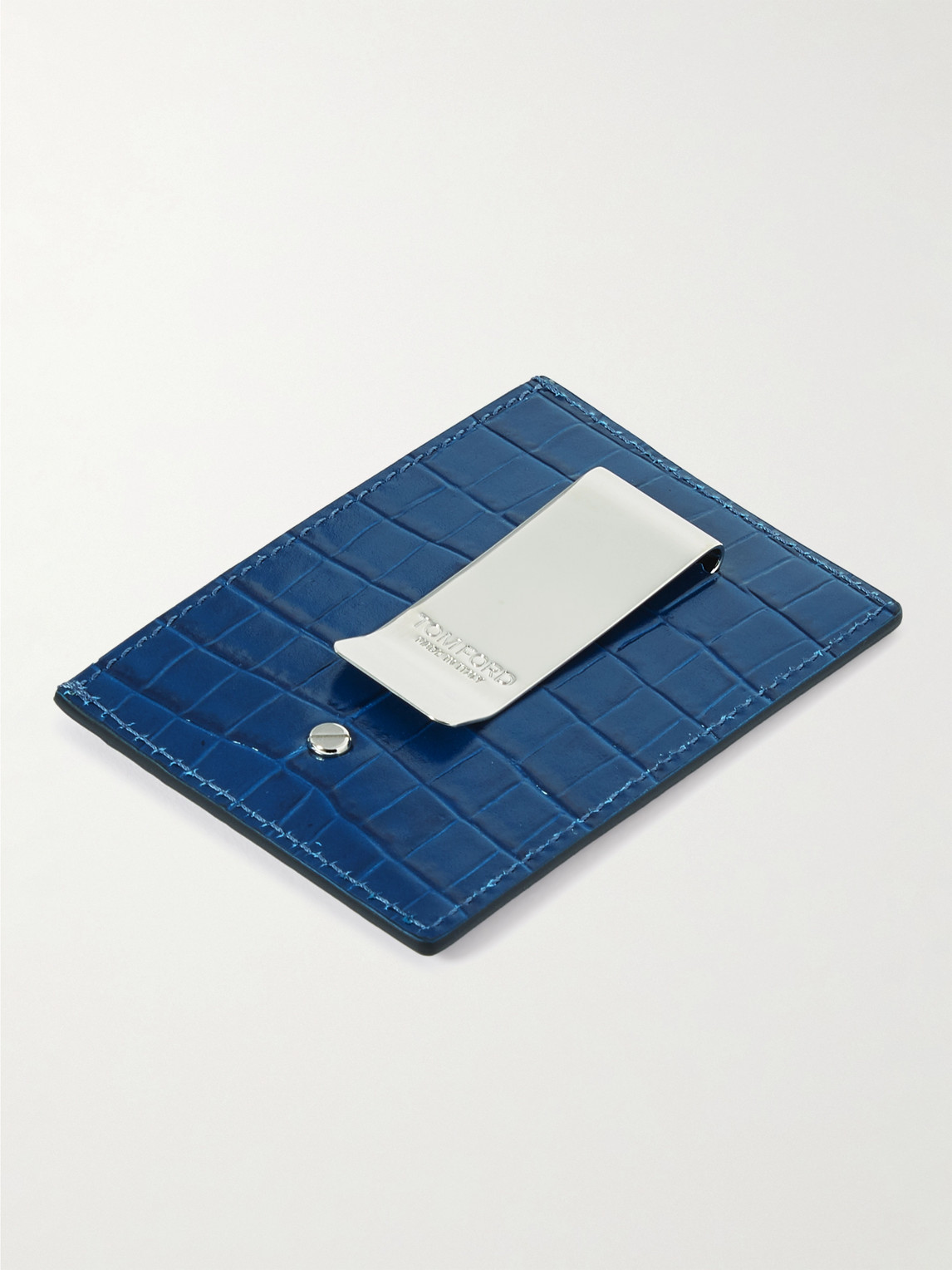 TOM FORD Croc-Effect Leather and Silver-Tone Cardholder and Money