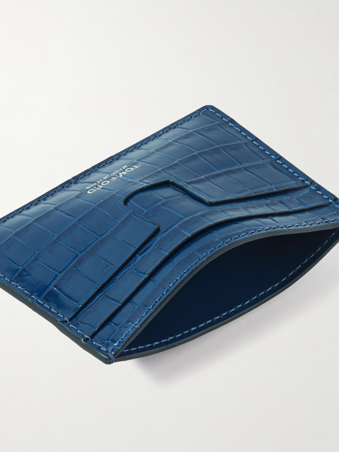 【関税&送料込】Tom Ford Leather Cardholder With Croco Effec TOM FORD Croc-Effect Leather Cardholder for Men | MR PORTER