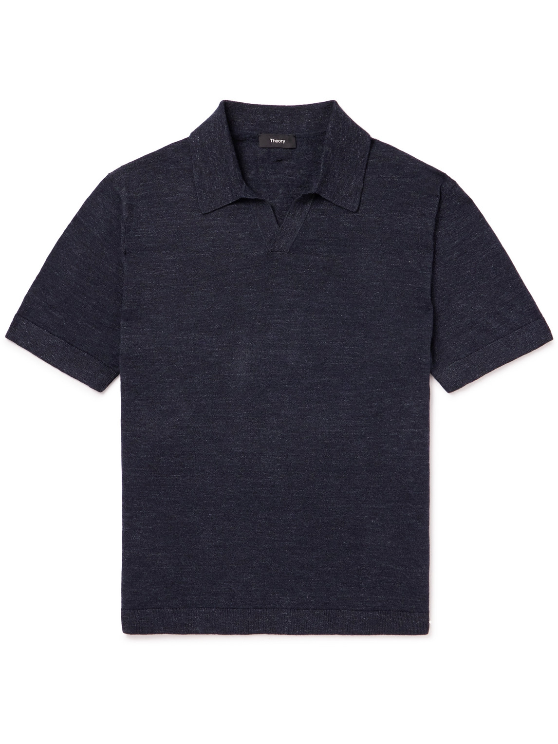 Theory Brenan Linen-blend Jersey Polo Shirt In Blue