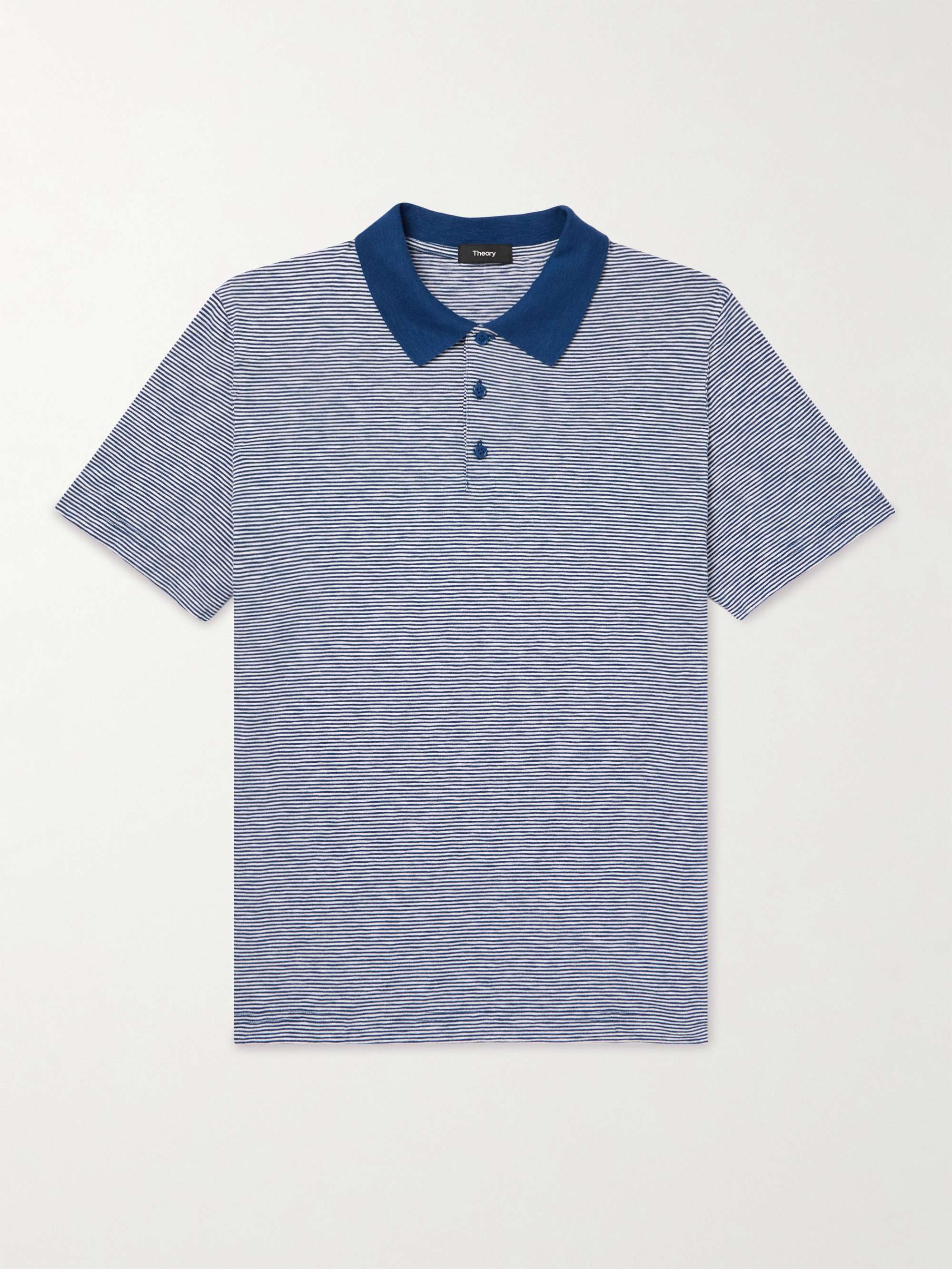 THEORY Bron Striped Cotton-Jersey Polo Shirt for Men | MR PORTER