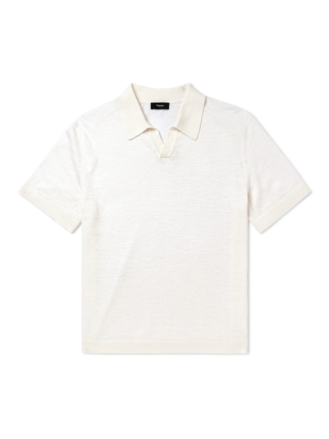 Theory Brenan Linen-blend Polo Shirt In White