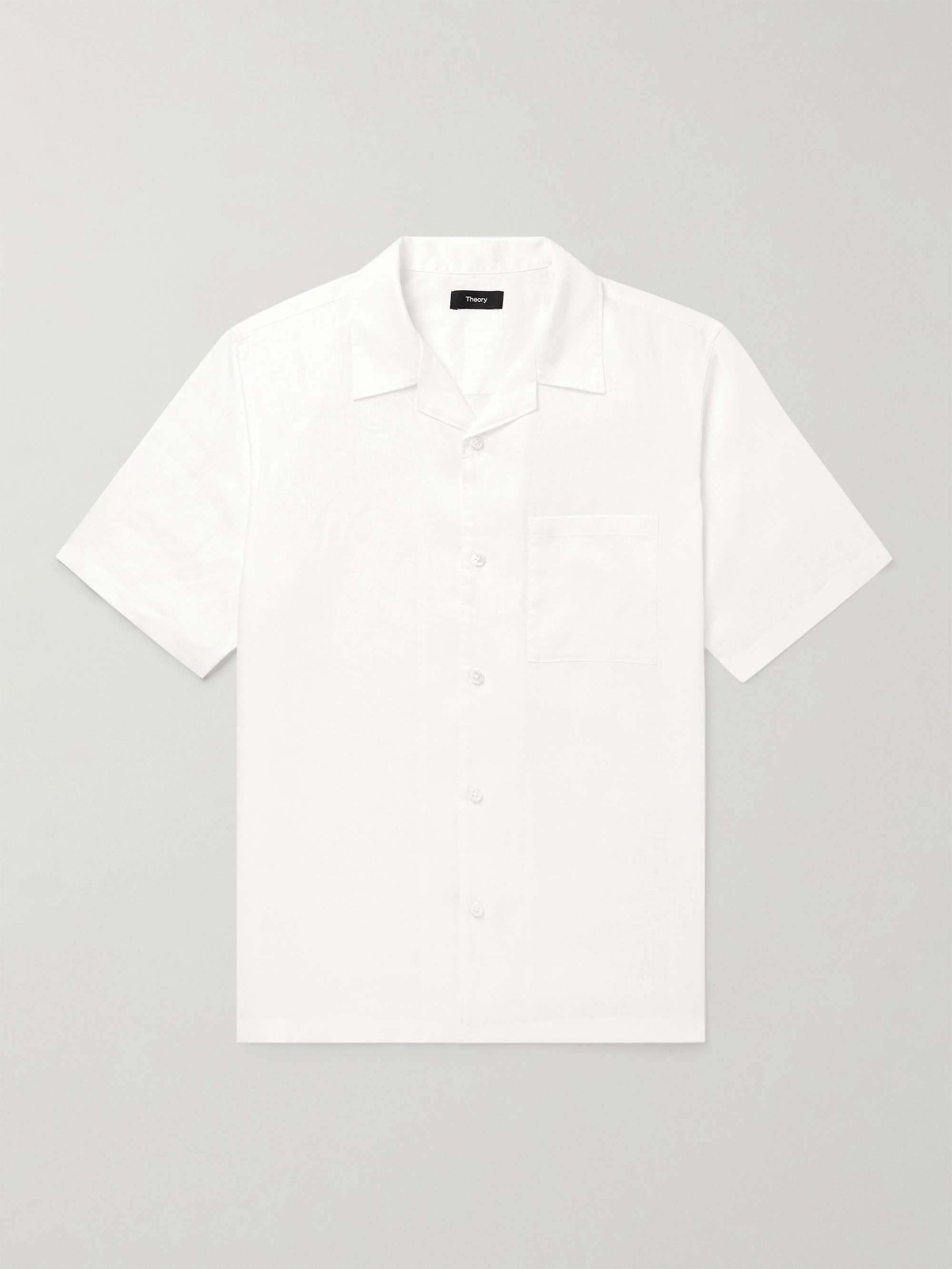 THEORY Noll Camp-Collar Linen Shirt for Men | MR PORTER