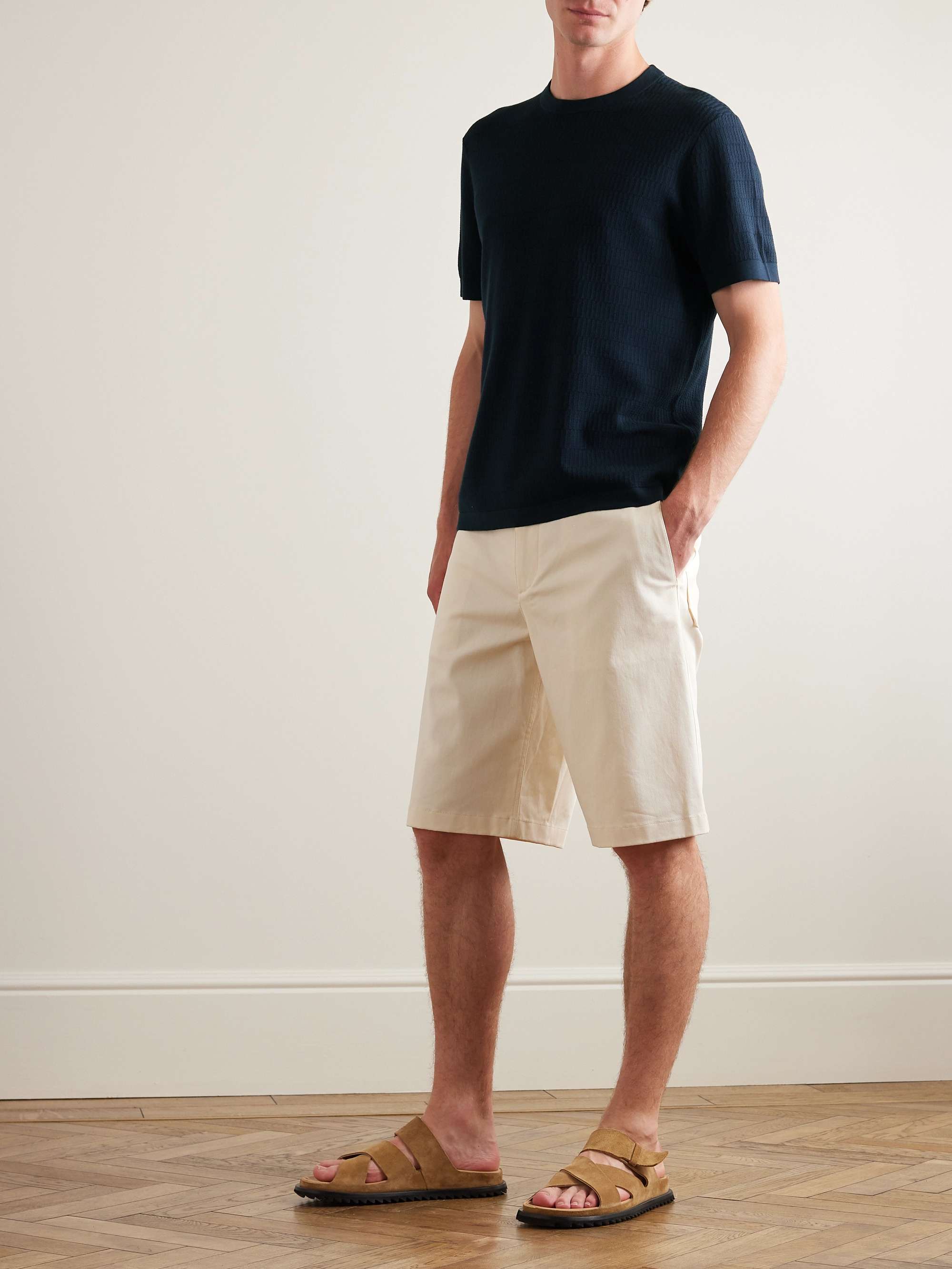 THEORY Damian Ribbed Cotton-Blend T-Shirt