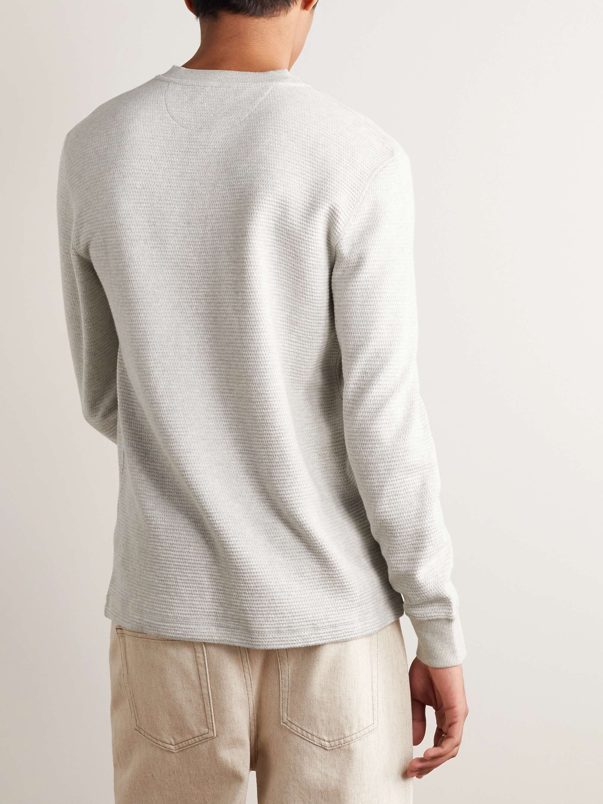 FAHERTY Surf Waffle-Knit Cotton-Blend Henley T-Shirt