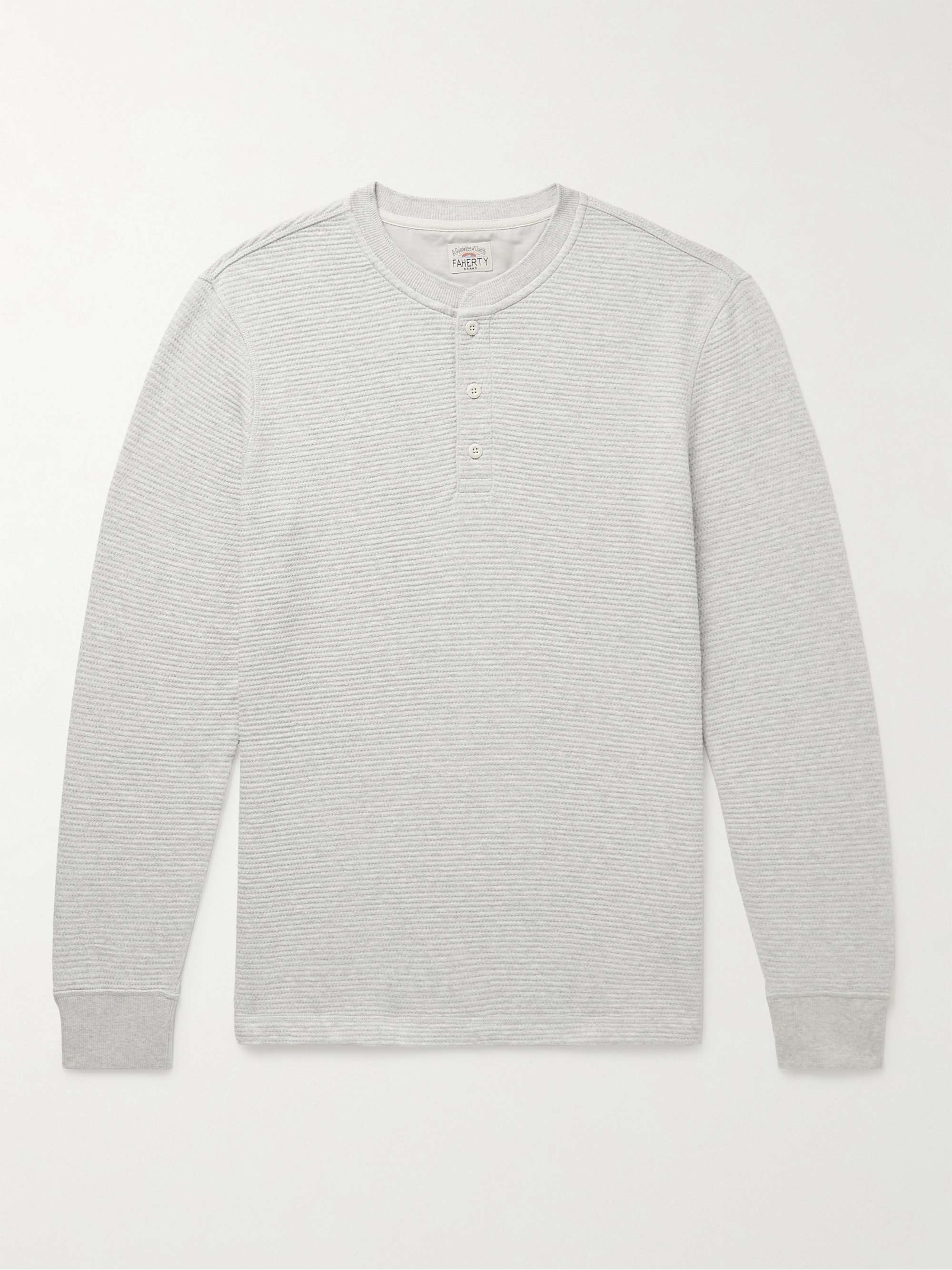 FAHERTY Surf Waffle-Knit Cotton-Blend Henley T-Shirt